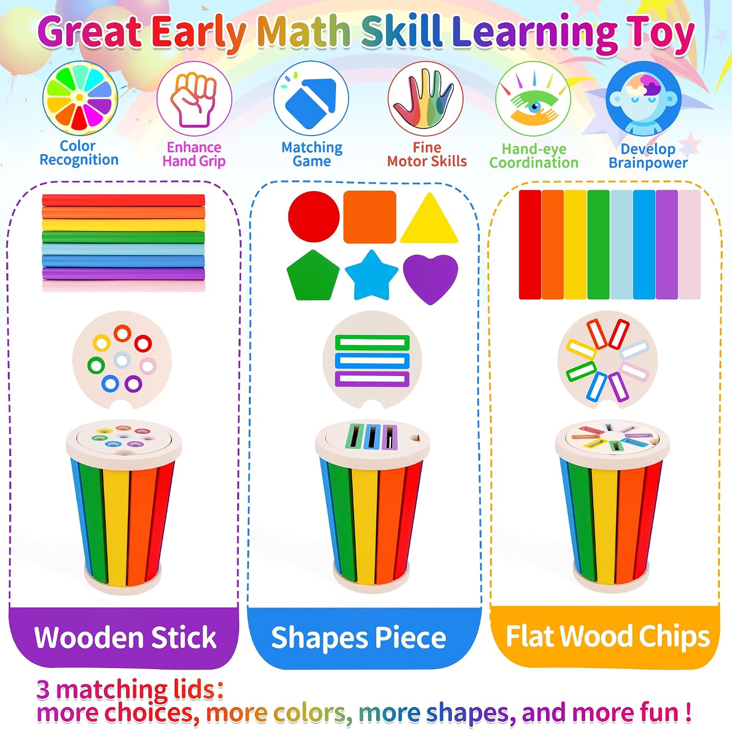 Detalle de FCSONU Jouet Montessori tri formes 34 pcs