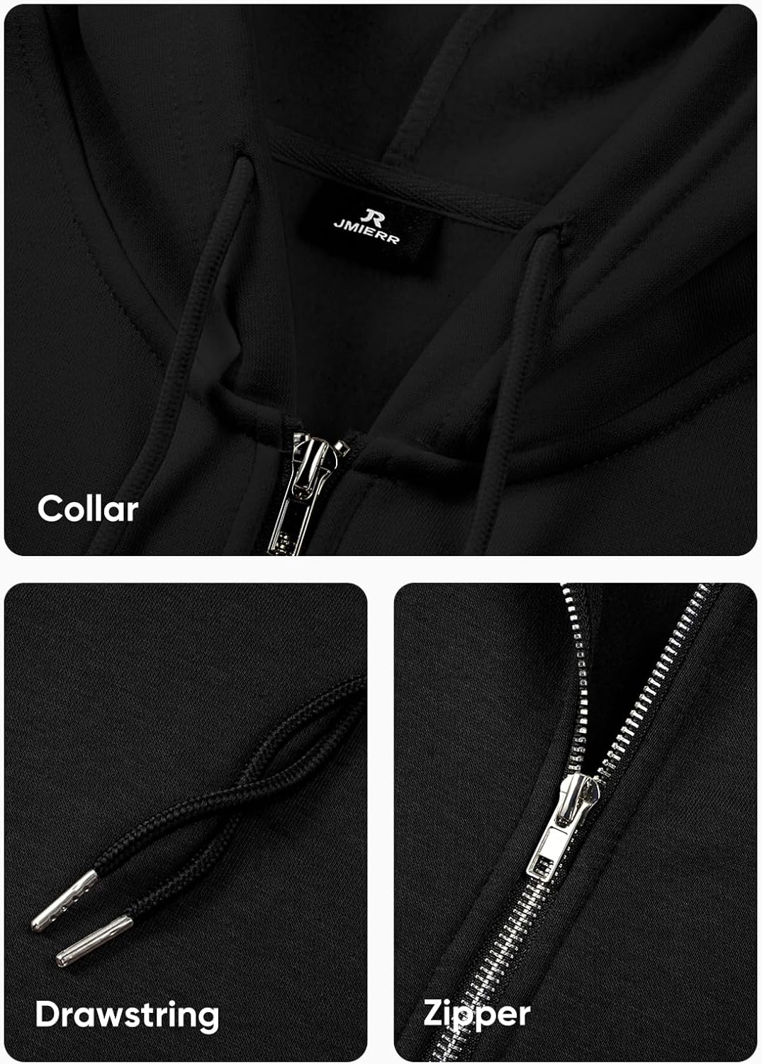 Thumbnail 5 de JMIERR Hoodie Herren Baumwolle Zip Kapuze