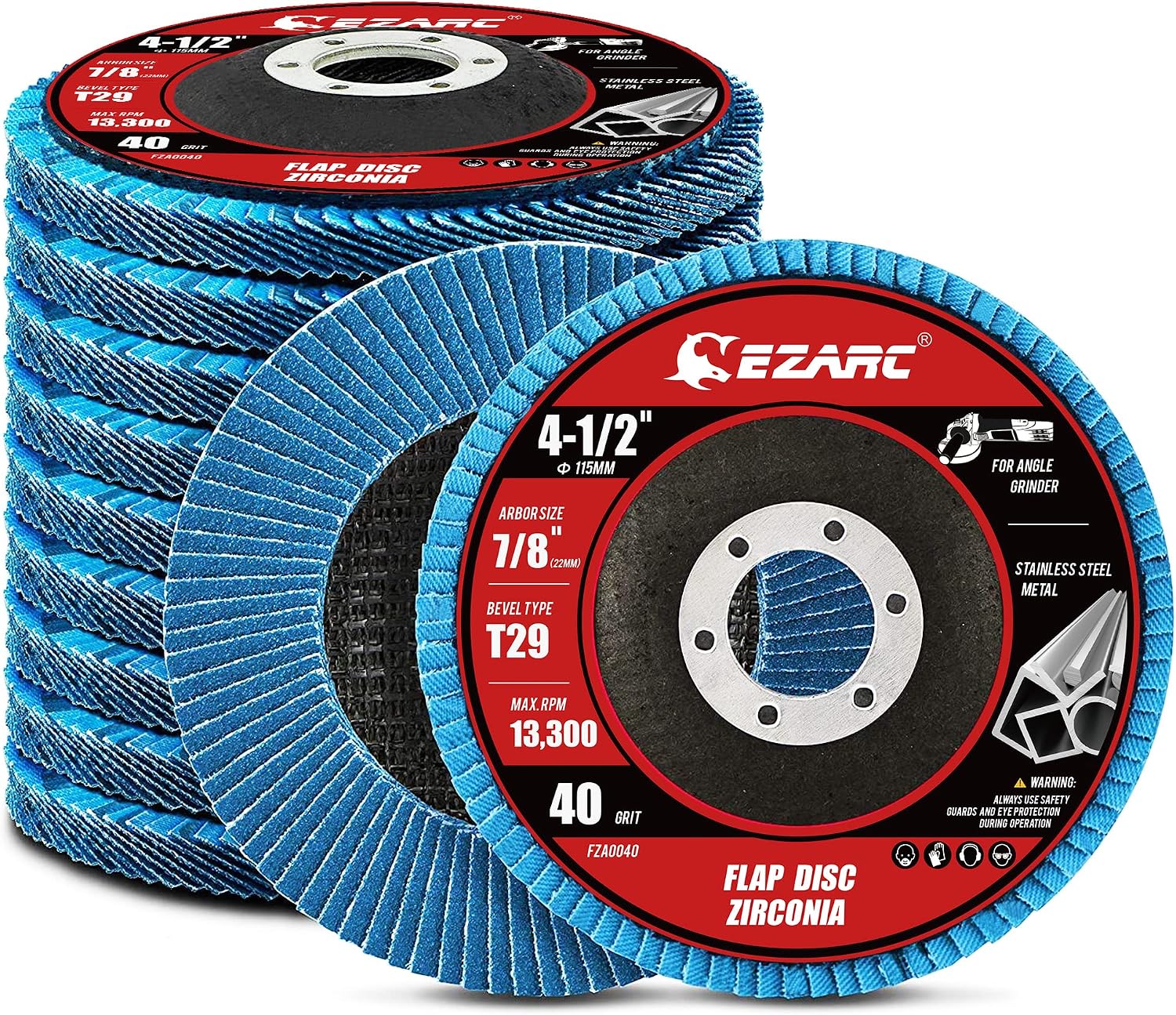 Detalle de EZARC Flap Disc 115mm 40 Grit zirconia grinding wheel ๐