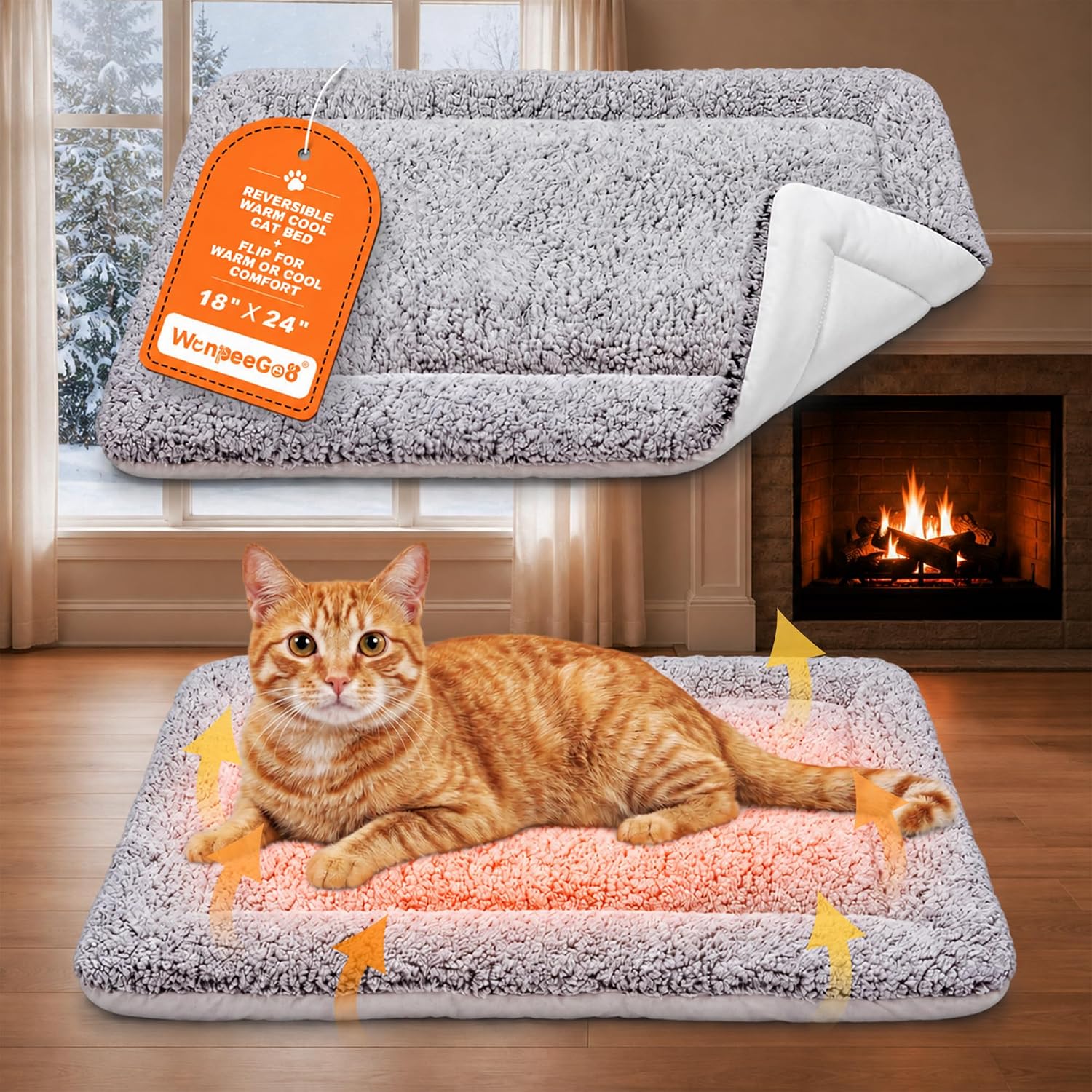 Detalle de WanpeeGoo Cat Cooling Mat Gray 18x24 Reversible Self-Warming Cat Bed