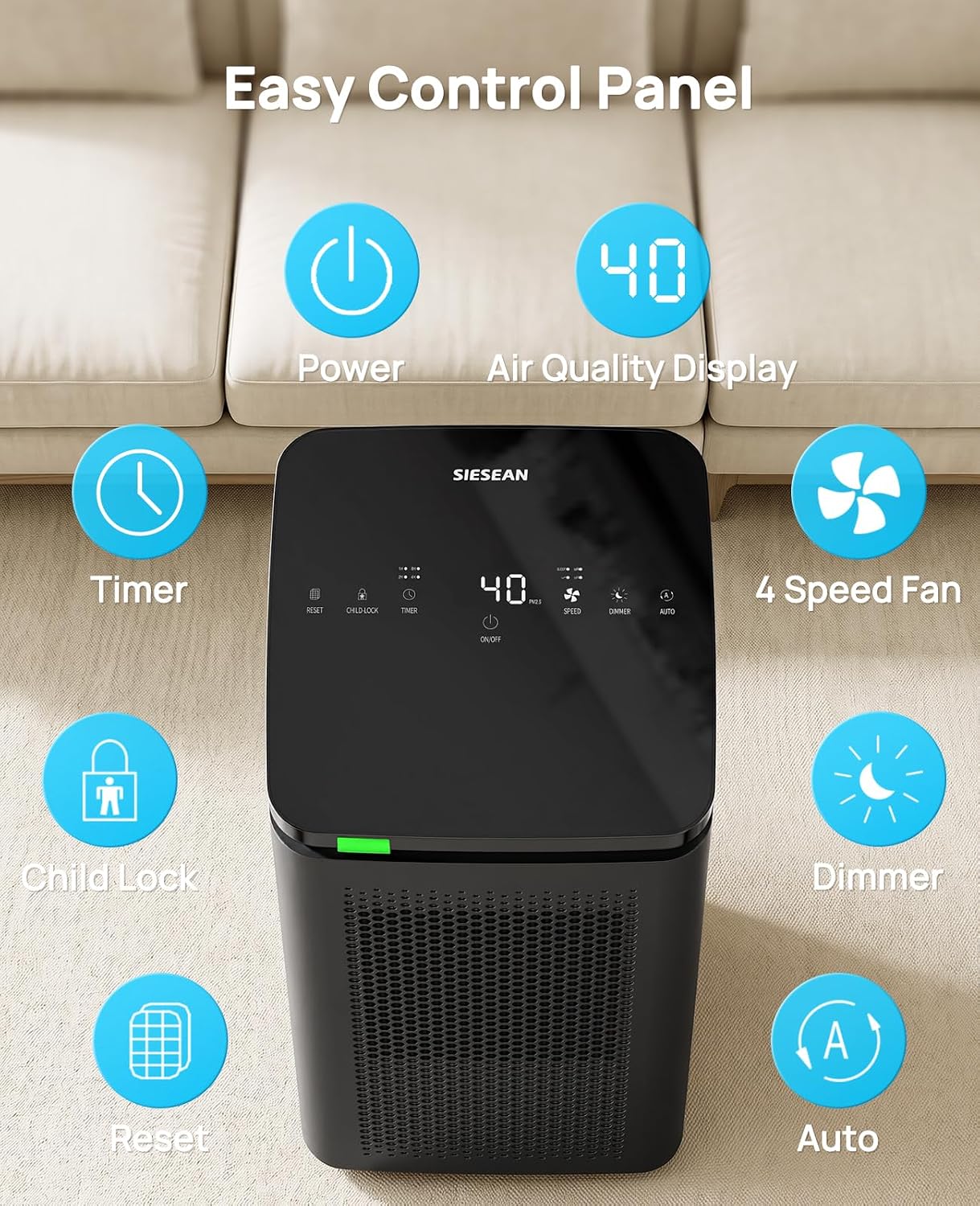 Thumbnail 5 de HEPA Air Purifier, 235 CFM CADR, H13 Filter, PM2.5 Display and Auto Mode