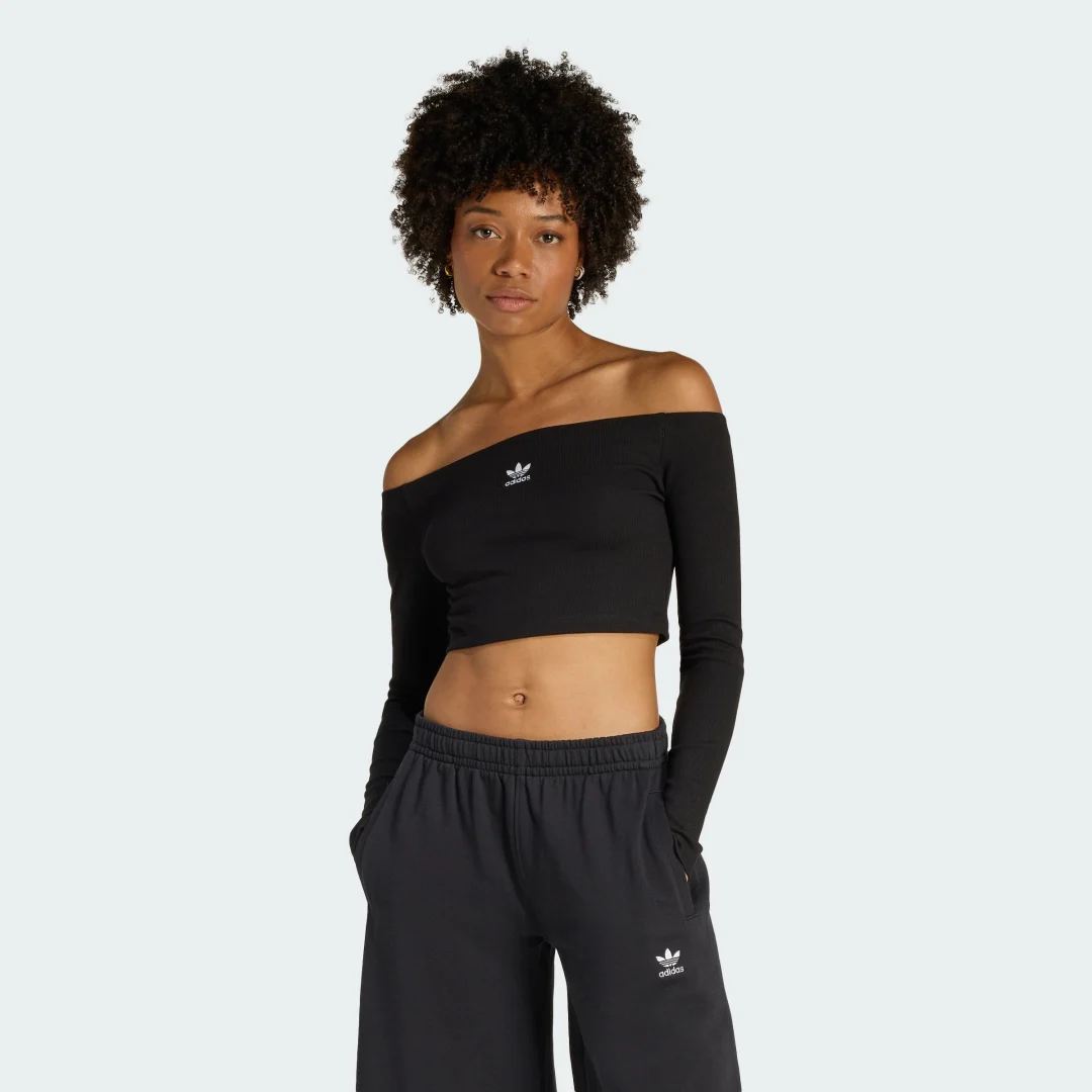 Detalle de Camiseta manga larga con escote de barco de canalé Essentials - Adidas