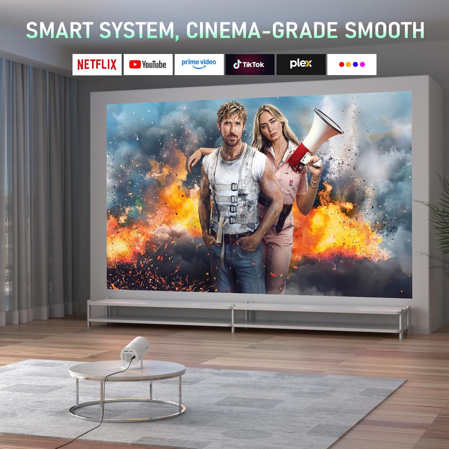 Thumbnail 2 de XuanPad Mini White Smart Projector with WiFi & Bluetooth (4K support, AI electric focus, Netflix)