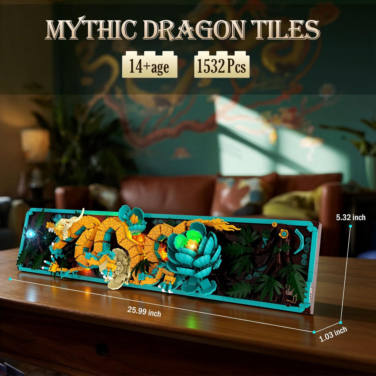 Thumbnail 1 de JMBricklayer Mythic Dragon Tiles 70020 : kit de construction de carreaux à assembler pour mur décoratif