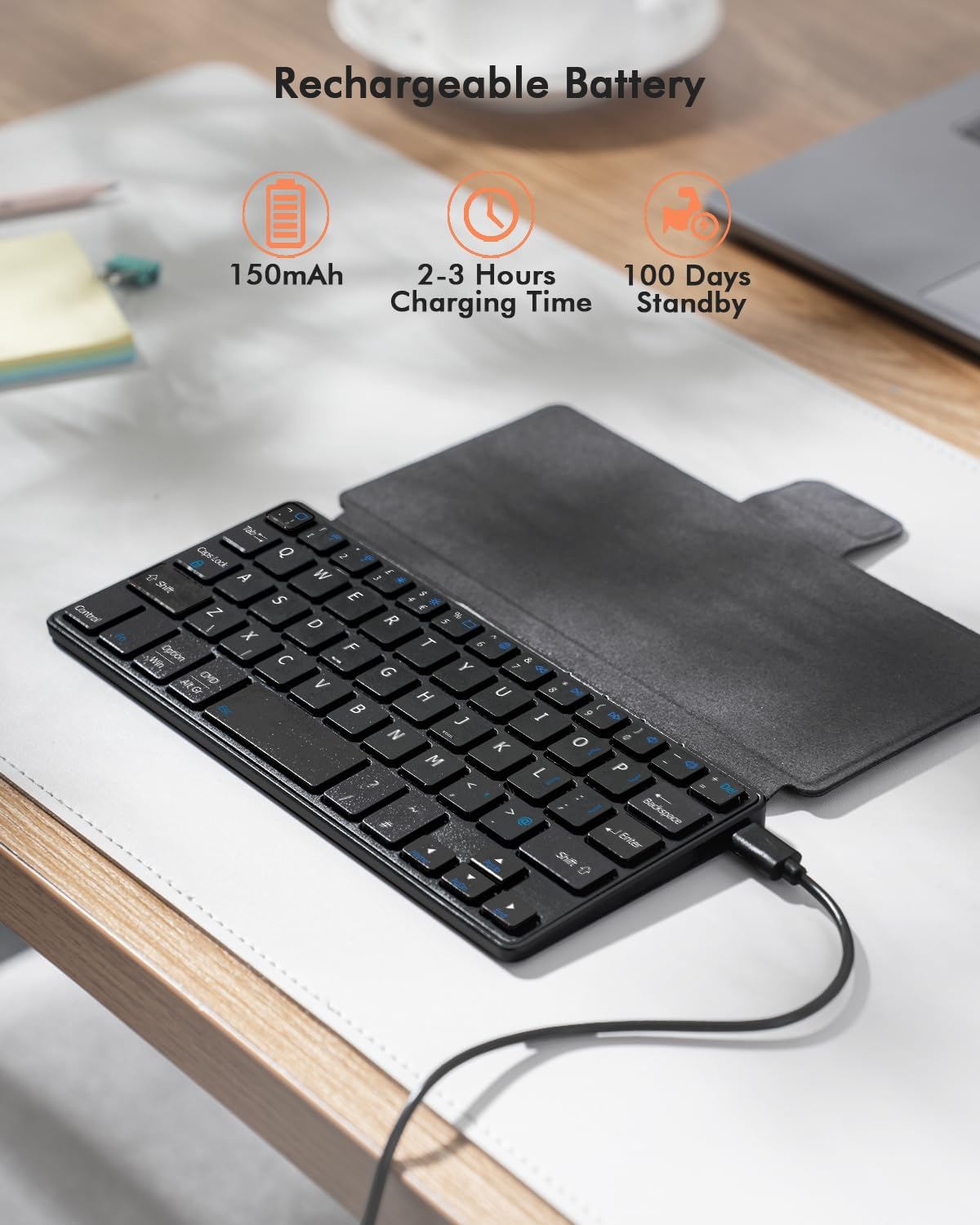 Thumbnail 5 de Doohoeek Dual Bluetooth Mini Keyboard for Phone (Portable Wireless Keyboard with Stand) – Black