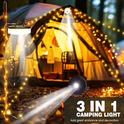 Thumbnail 7 de GCCATE Camping String Lights, 10M USB Rechargeable 3-in-1 Lantern with 8 Modes