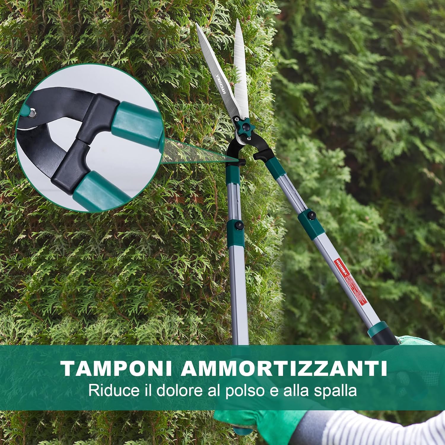 Thumbnail 3 de HYCHIKA Tagliasiepi telescopico 111 cm con lame in acciaio temprato da 214 mm