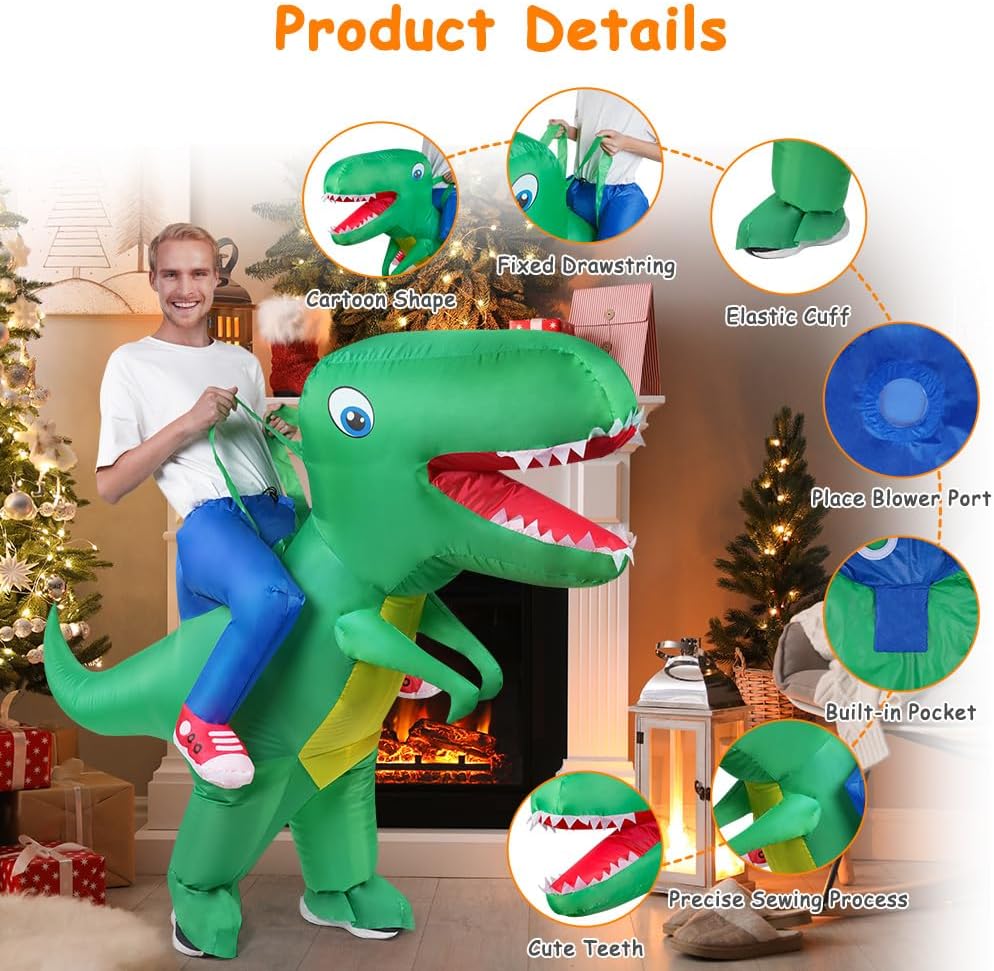 Thumbnail 1 de AOOWU Deluxe Inflatable Dinosaur Costume (T-Rex) for Adults & Kids