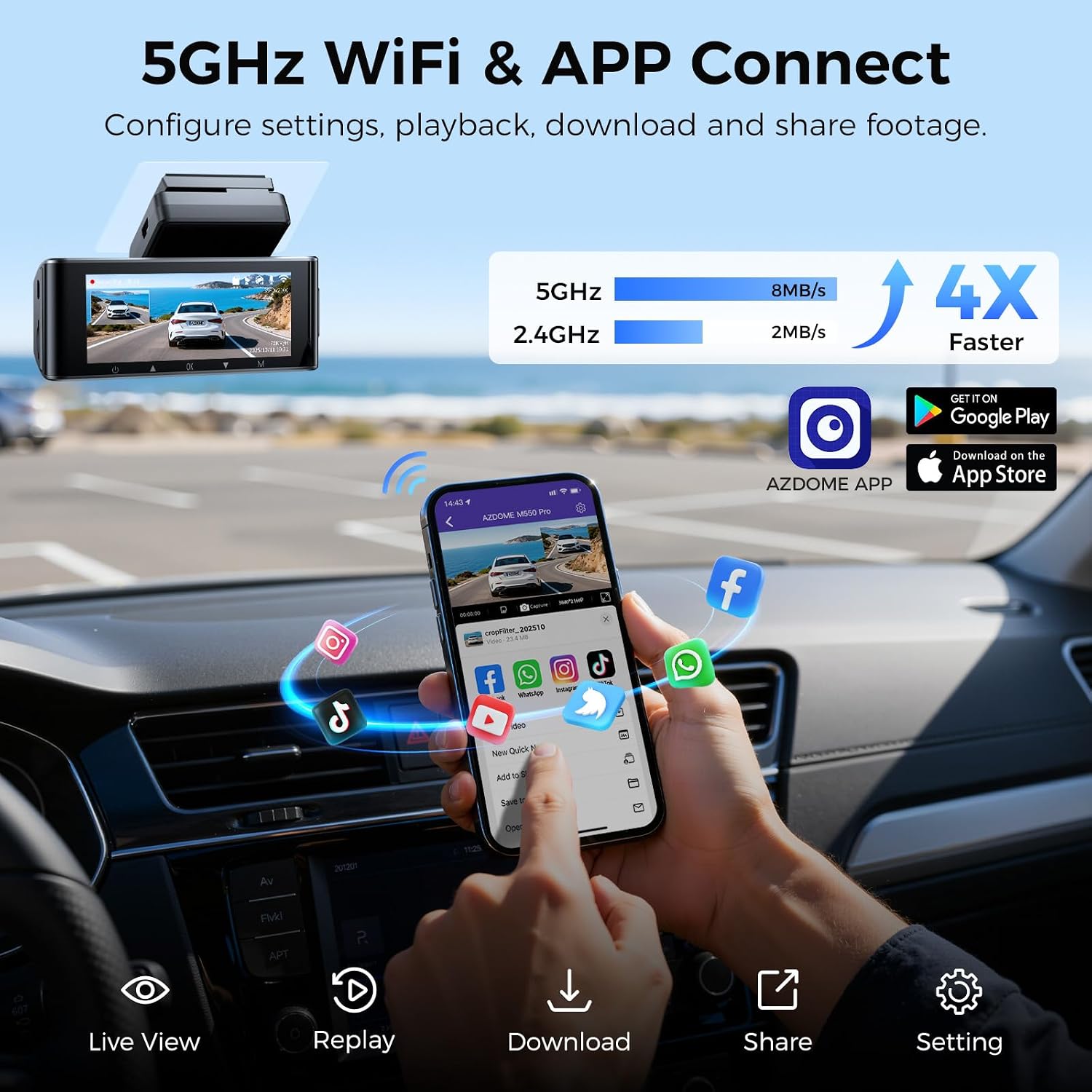 Detalle de AZDOME M550 Pro dashcam 4K 64 Go