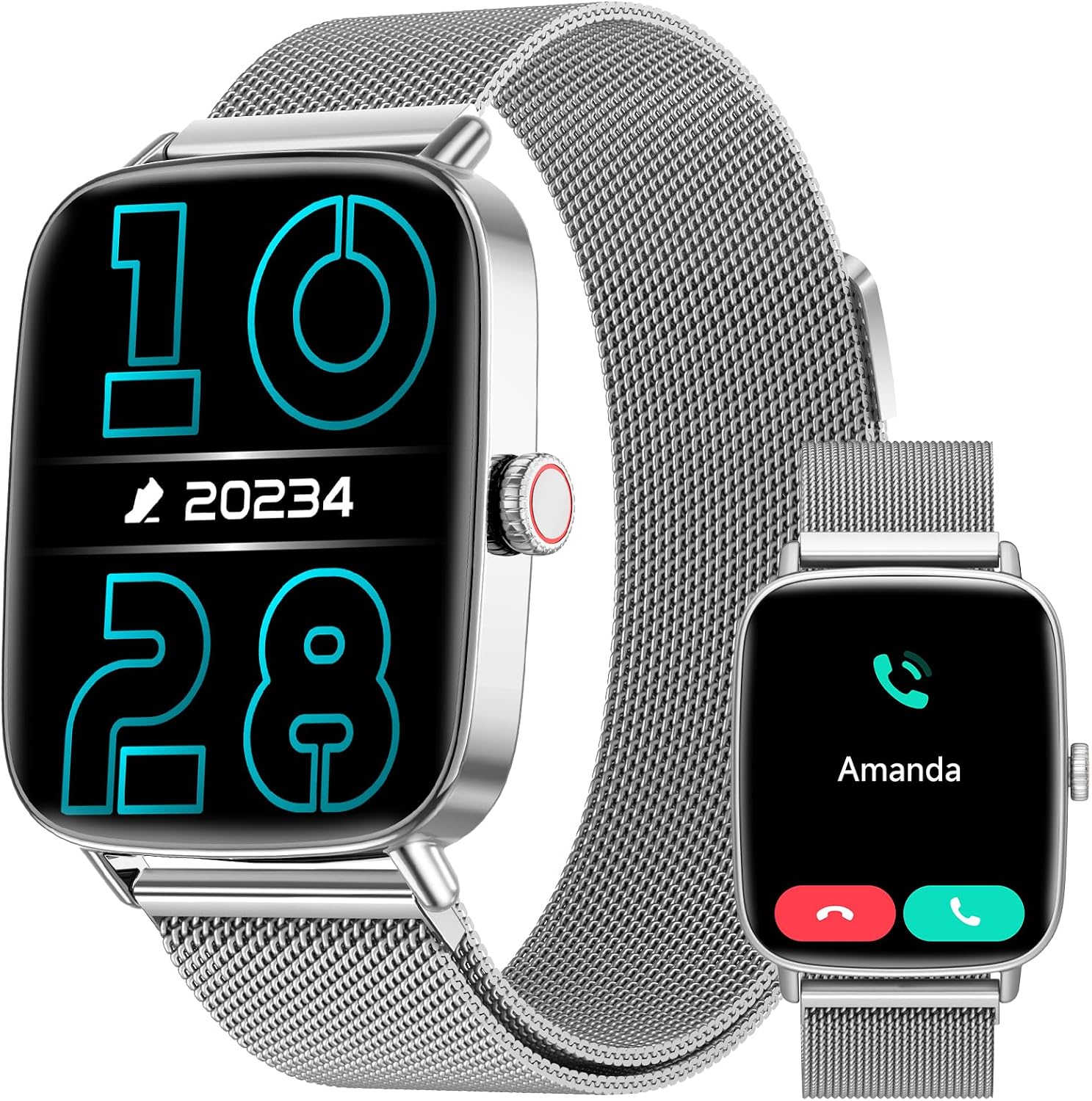 Detalle de Yoever Smartwatch Damen/Herren mit Telefonfunktion – 1,85" Display, 110 Sportmodi, Schlafmonitor, SpO2, IP68, Bluetooth 5.3