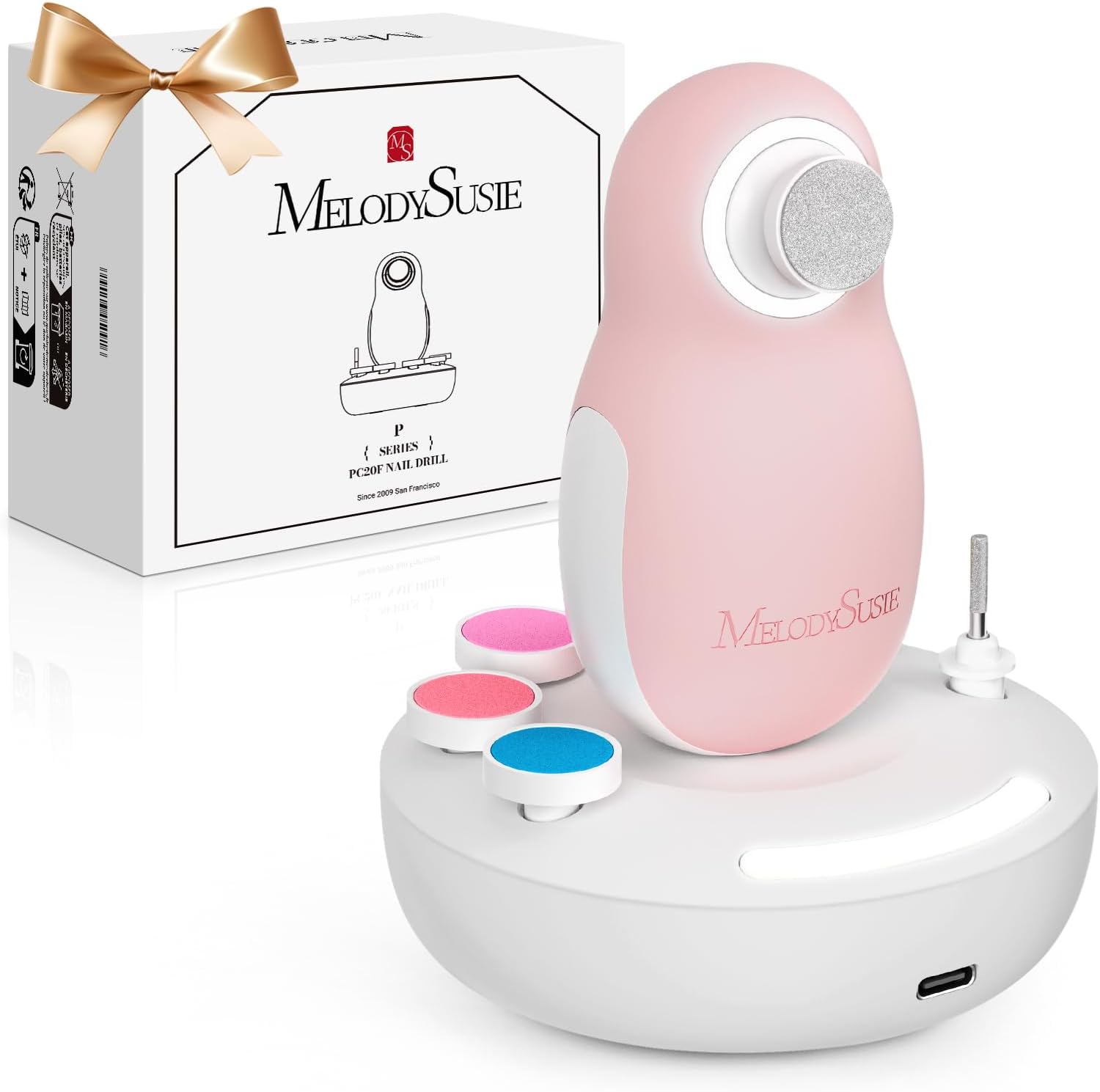 Detalle de MelodySusie Lime à Ongles Électrique pour Bébé – Coupe-ongles sans fil, veilleuse et recharge magnétique (rose)