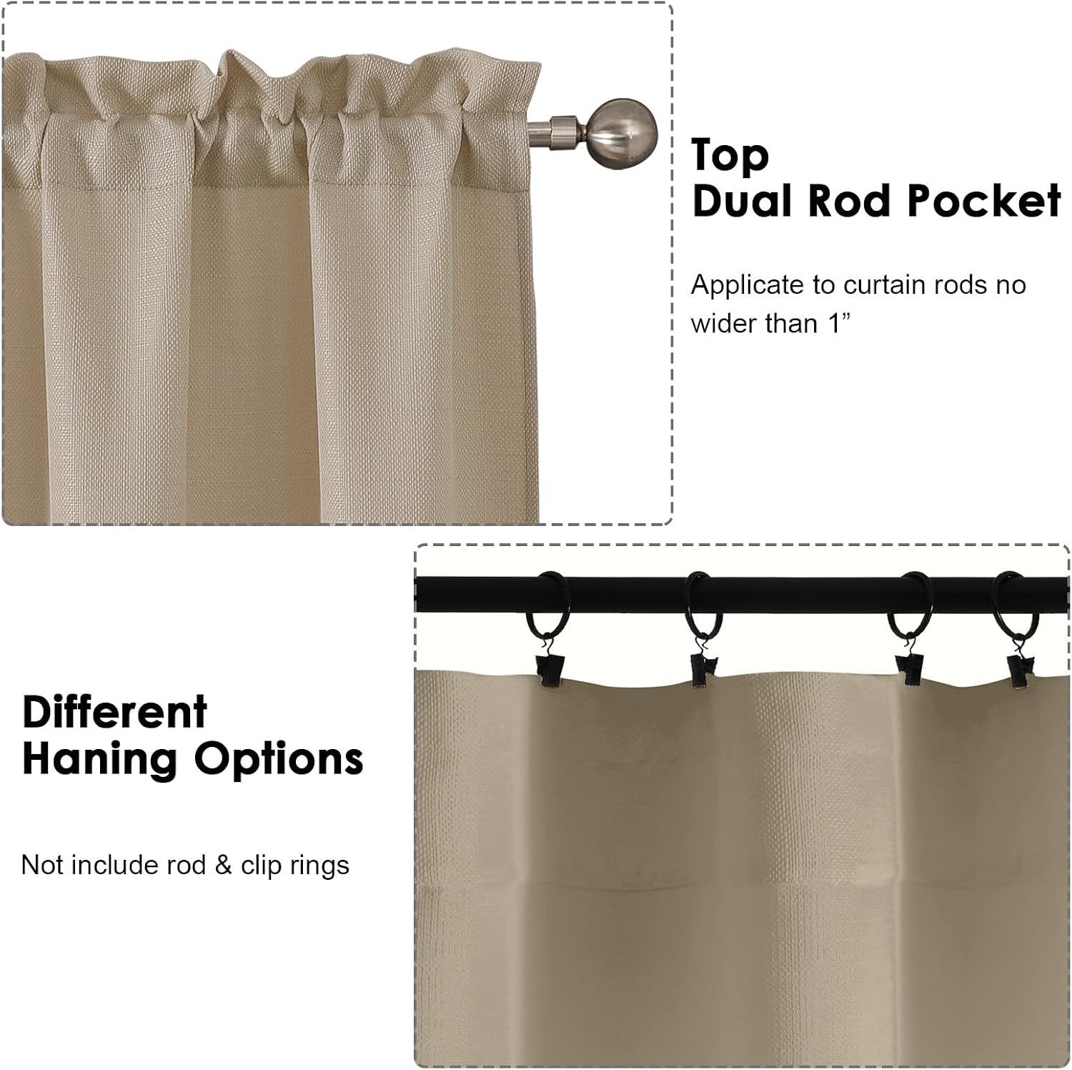 Thumbnail 3 de OWENIE Light-Filtering Curtains, 84-Inch