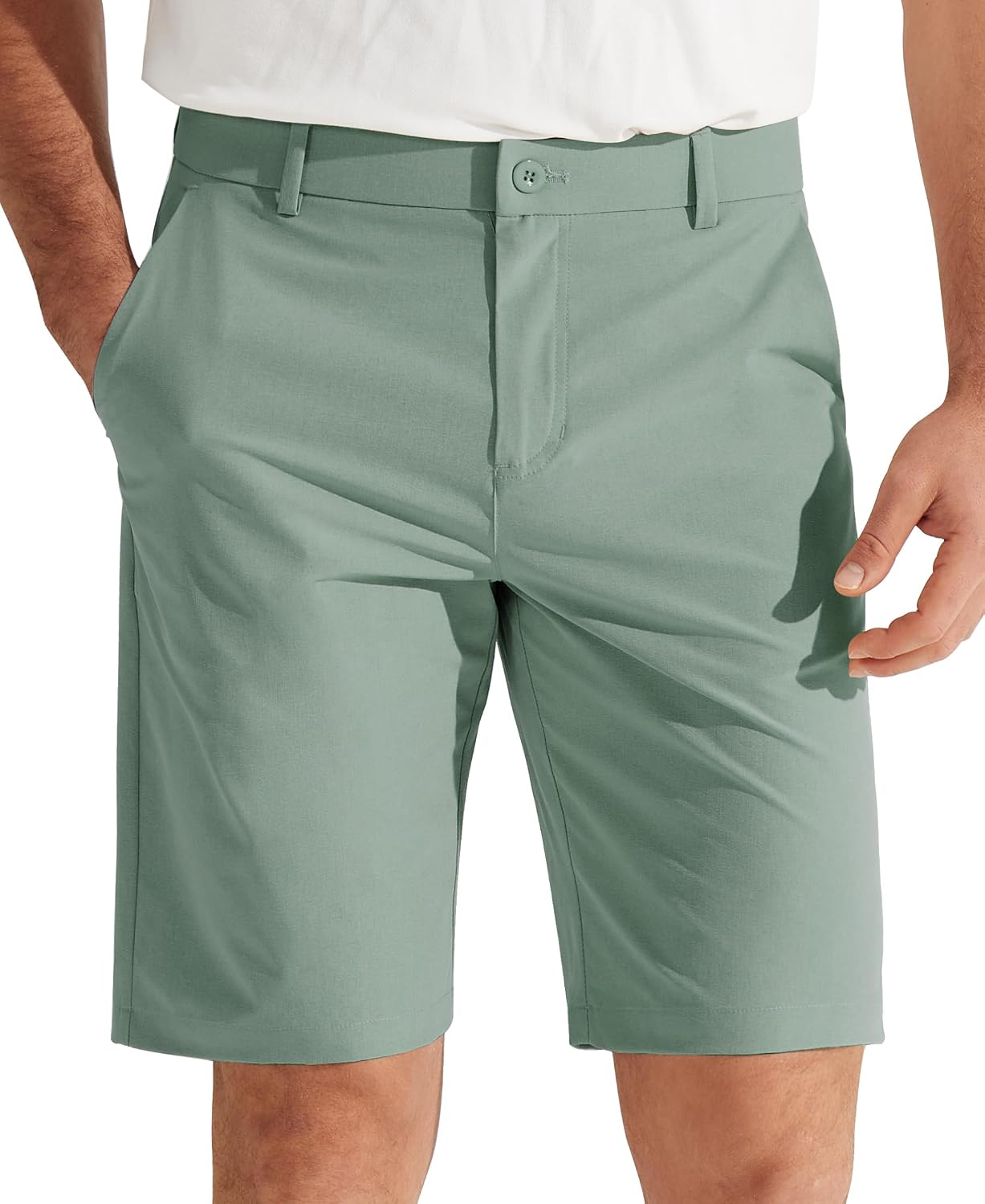 Detalle de Libin Men’s Golf Shorts 7/9" Work Dress Shorts — Lightweight, Quick-Dry, Water-Resistant Flat Front Hybrid Short