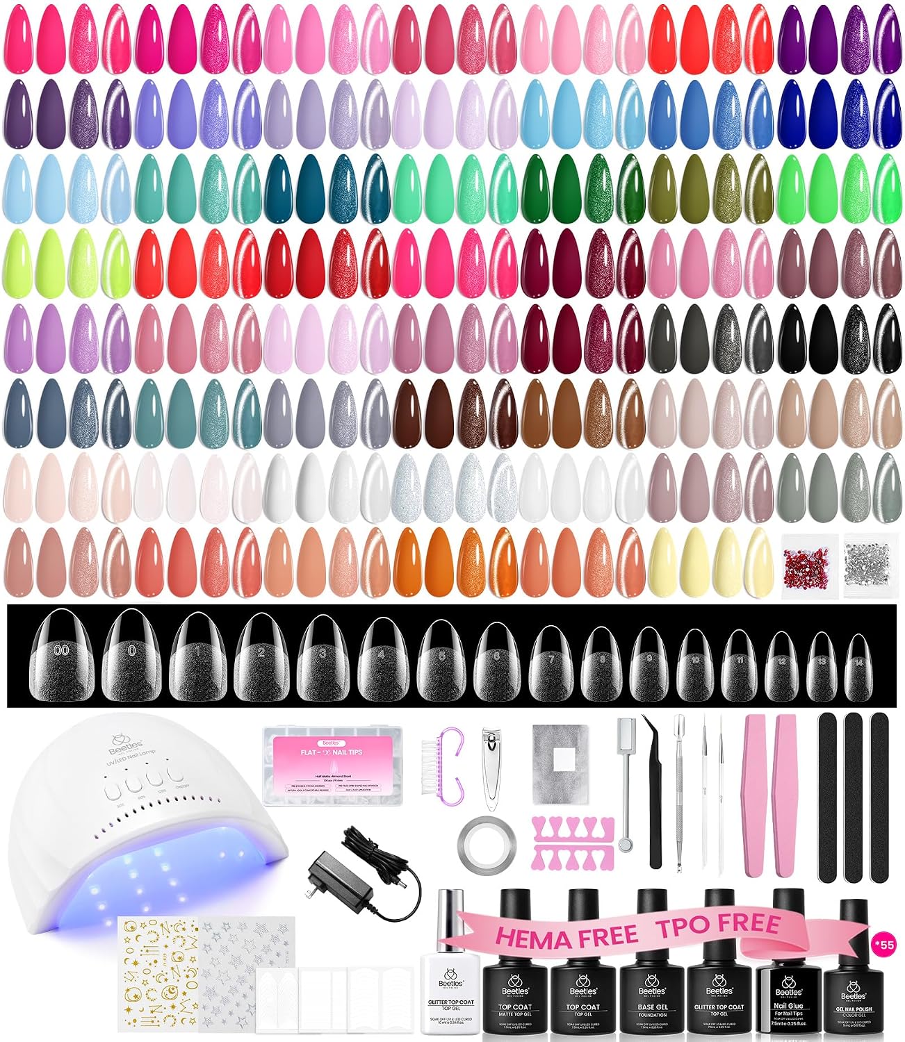 Detalle de Beetles 87-Piece Gel Nail Polish Kit with 55 Colors, UV Lamp & Nail Tips