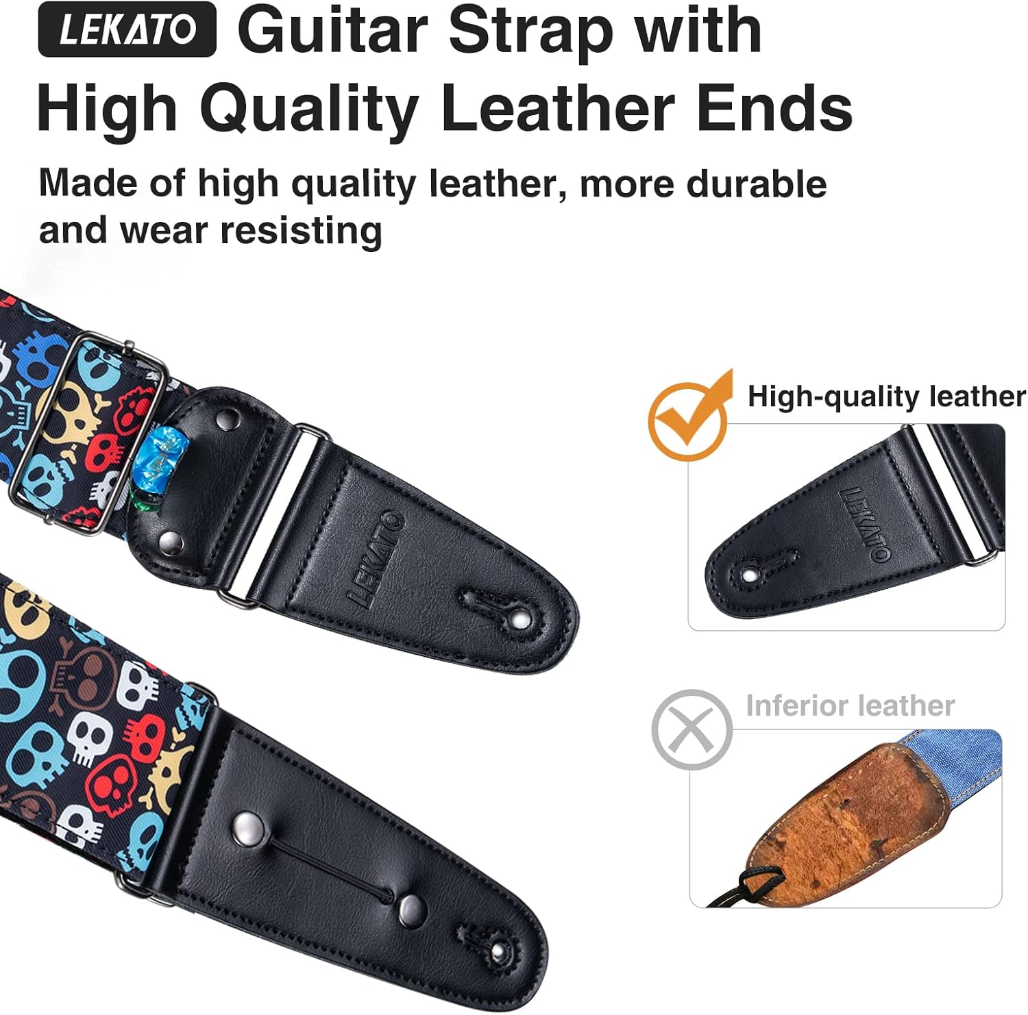 Thumbnail 3 de LEKATO Guitar Strap for Electric Acoustic