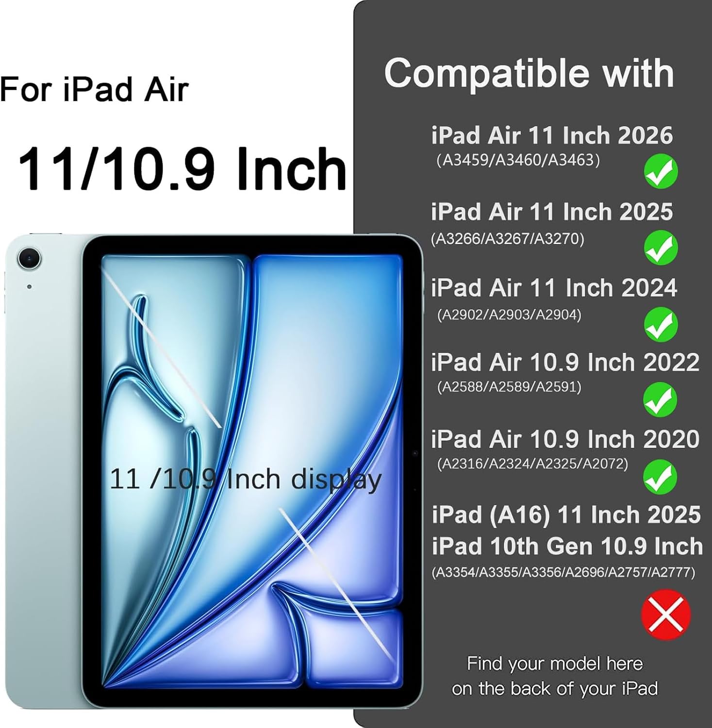 Thumbnail 1 de Akkerds iPad Air Case, Matcha Green, Tri-Fold Stand and Pencil Holder
