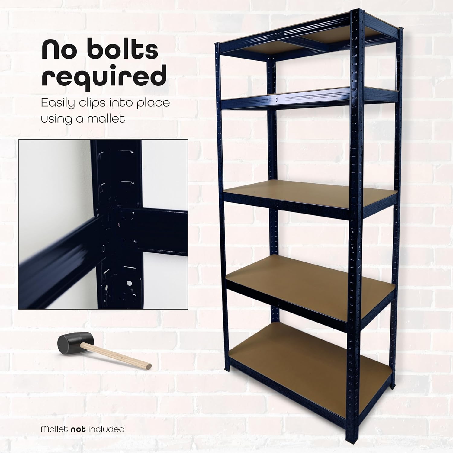Thumbnail 2 de DIVCHI 5 Tier Heavy Duty Aluminium Storage Rack – Black, 40 x 80 x 180 cm (Pack of 1)
