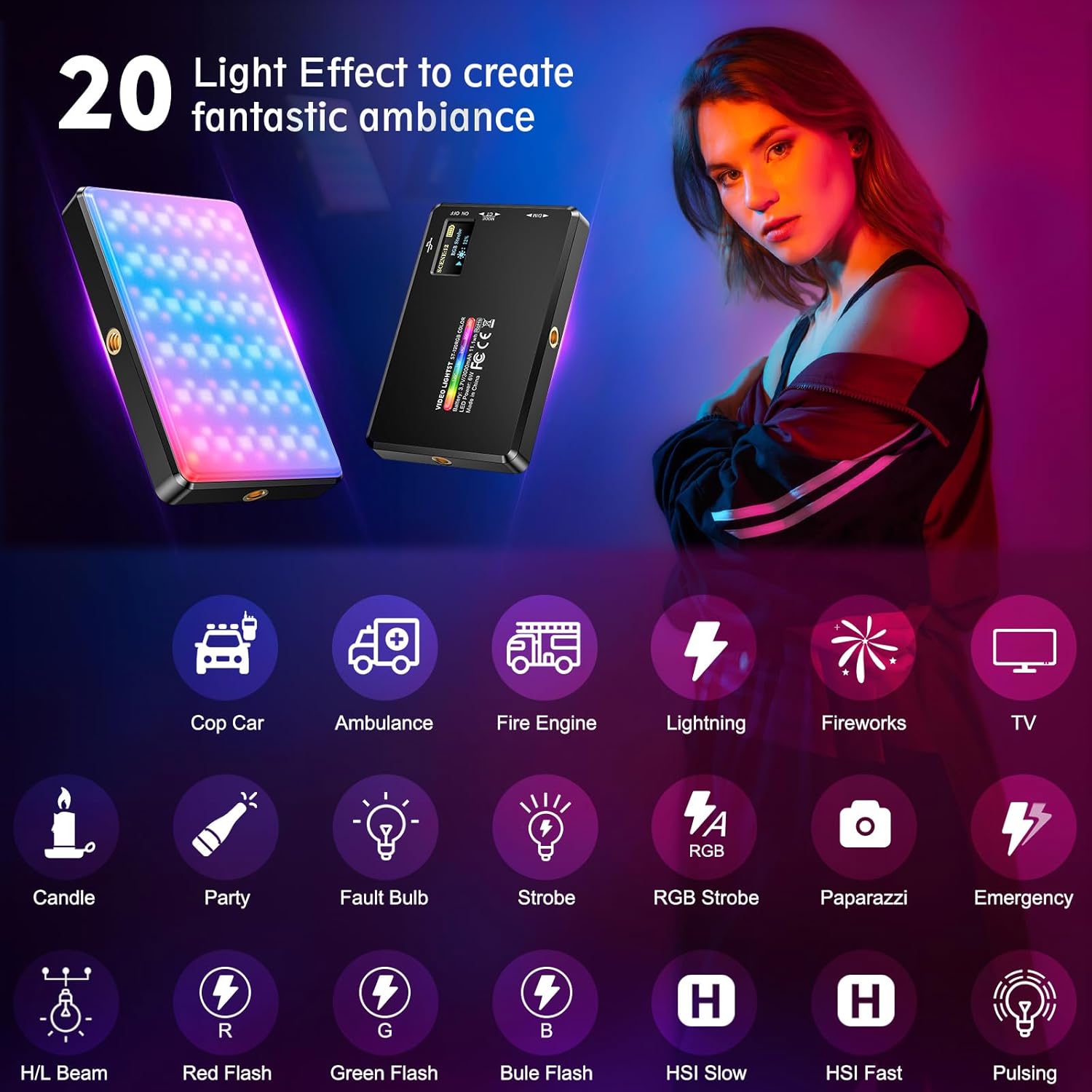Thumbnail 2 de SEAEYES RGB LED Videoleuchte 2500–9000K