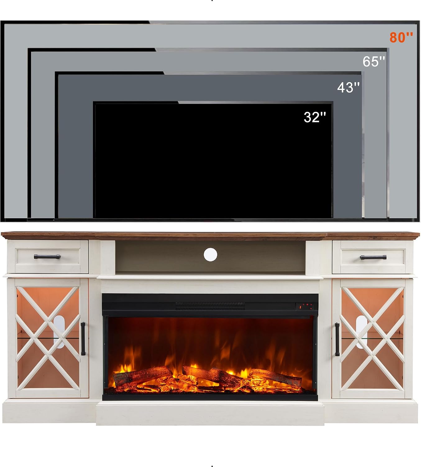 Detalle 2 de OKD Electric Fireplace TV Stand with 36-Inch Fireplace