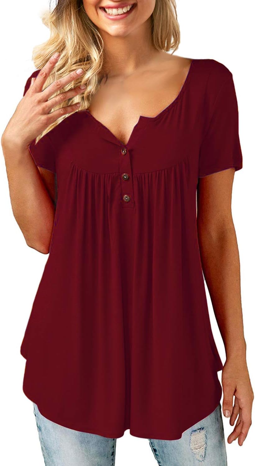 Thumbnail 6 de Bequemer Laden Femme – Tunique chemisier T-shirt à col V, manches courtes et coupe ample