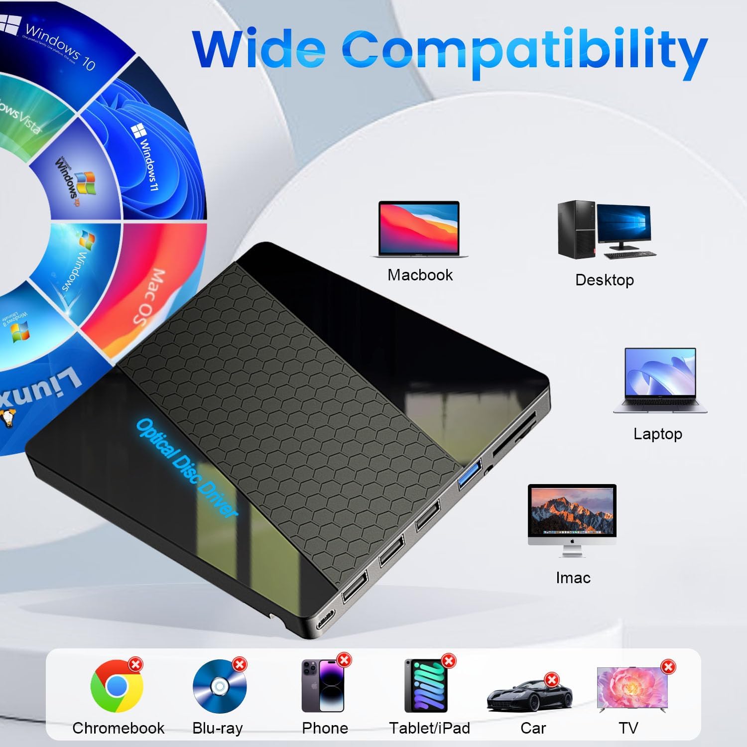 Thumbnail 4 de External DVD Drive USB 3.0 Portable Type C