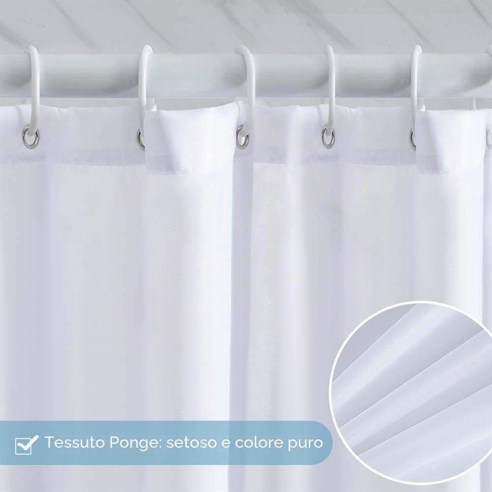Thumbnail 1 de Tende Doccia Anti Muffa Furlinic in Tessuto di Poliestere 180x150 cm con 10 Ganci – Impermeabile, Lavabile