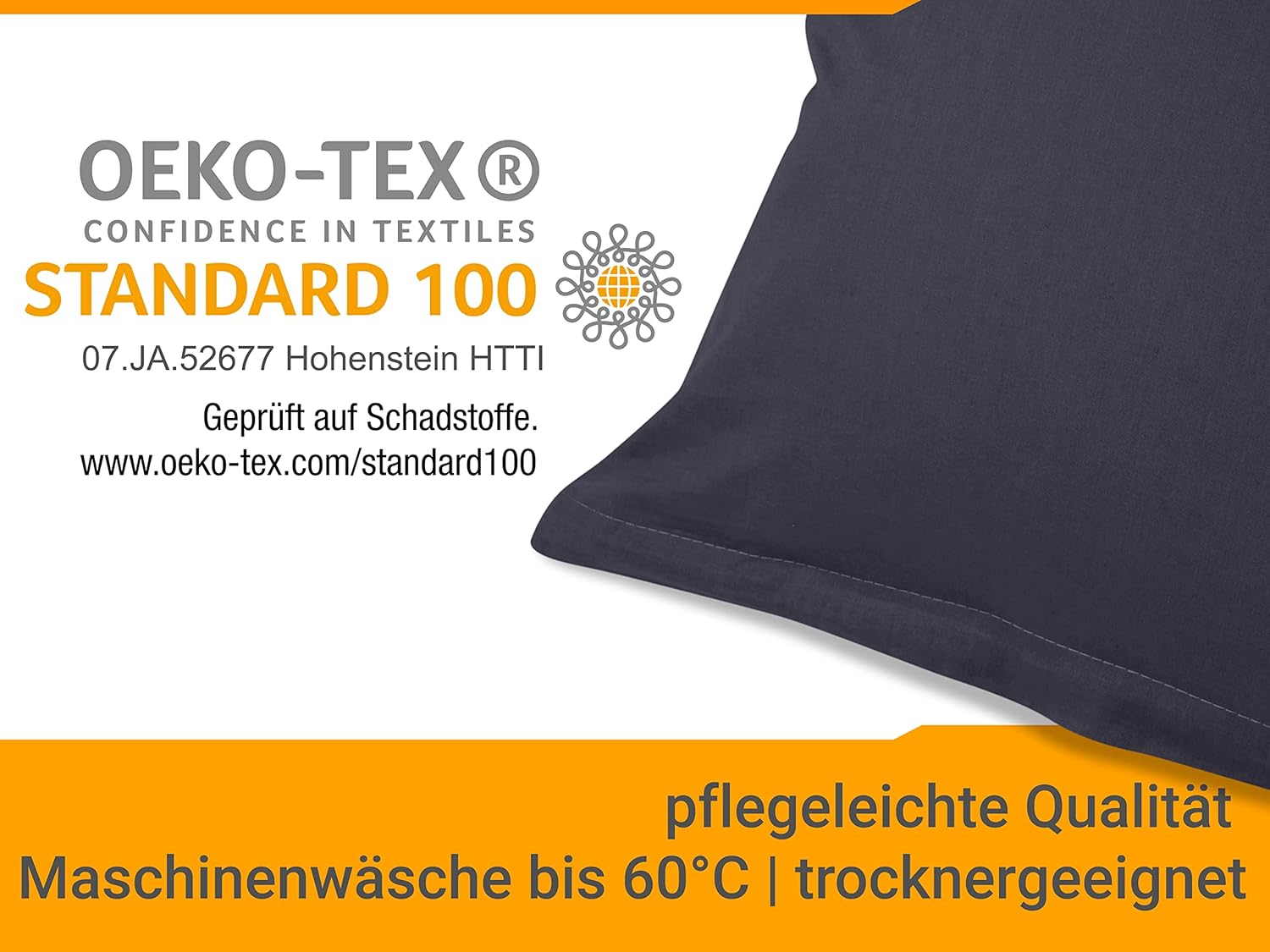 Thumbnail 5 de Taie d'oreiller 40x80 en coton renforcé – Lot de 2, dunkelgrau par npluseins