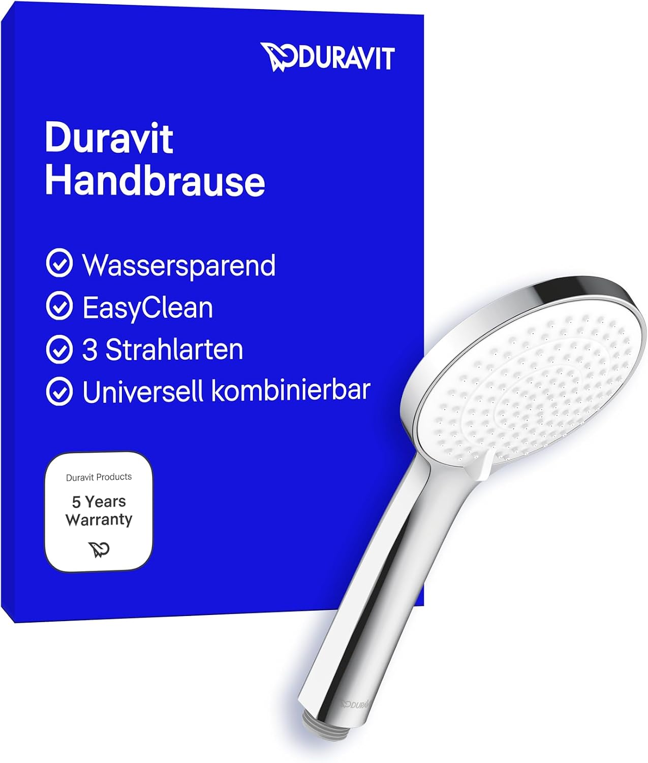 Detalle de Duravit Universal Handbrause mit 3 Strahlarten und MinusFlow – Runddusche Ø110 mm