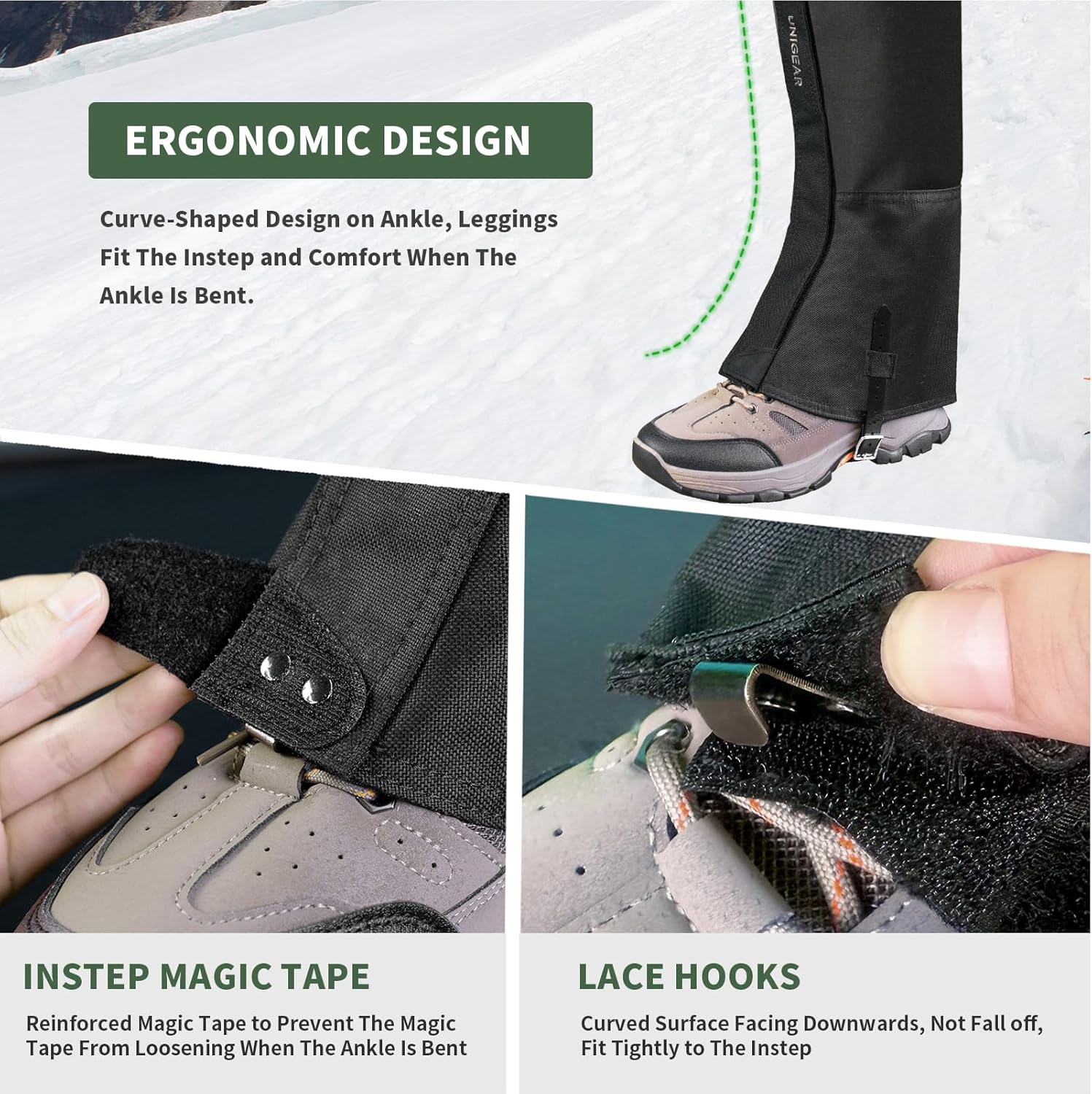 Detalle 2 de Unigear 1000D waterproof gaiters for hiking