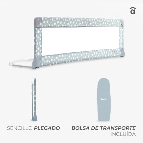 Detalle de Asalvo Barrera de Cama de 150 cm (extra alta) para niños, abatible y plegable