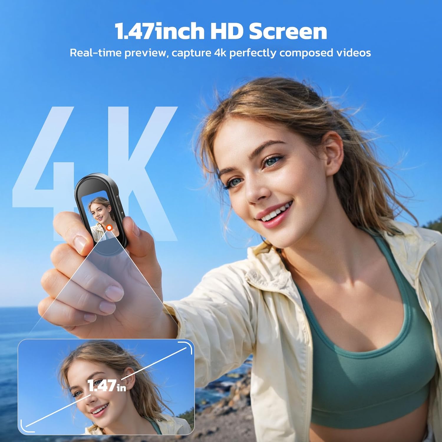 Detalle de CAMWORLD 4K POV Thumb Action Camera with 64GB Card, WiFi & 1.47" Screen