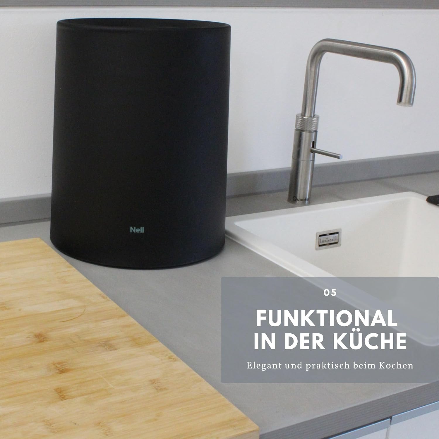 Detalle 2 de Nell 12L Mülleimer Büro Schwarz Matt mit Schwingdeckel – robust, stilvoll und flexibel