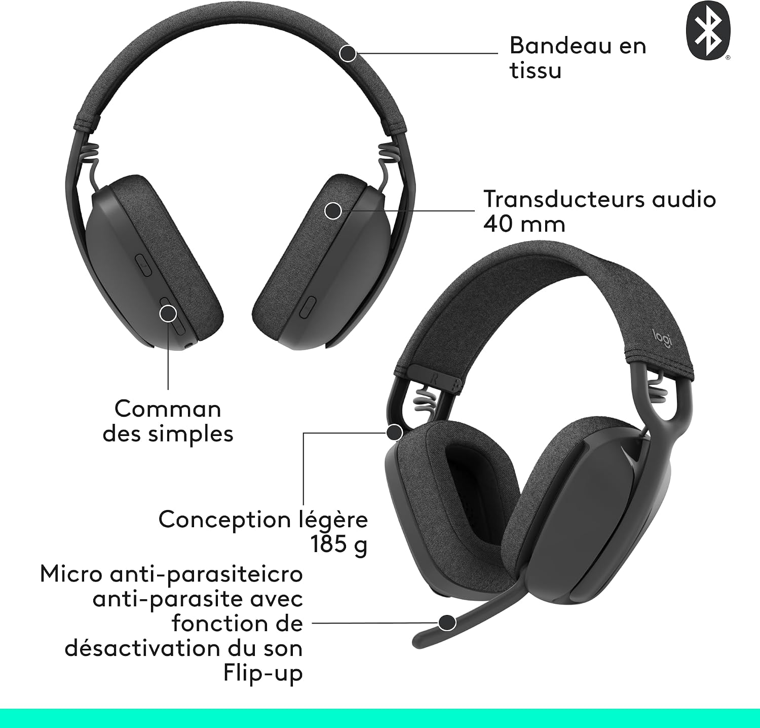 Thumbnail 6 de Logitech Zone Vibe 100 — Casque d'écoute sans fil léger pour travail et loisir