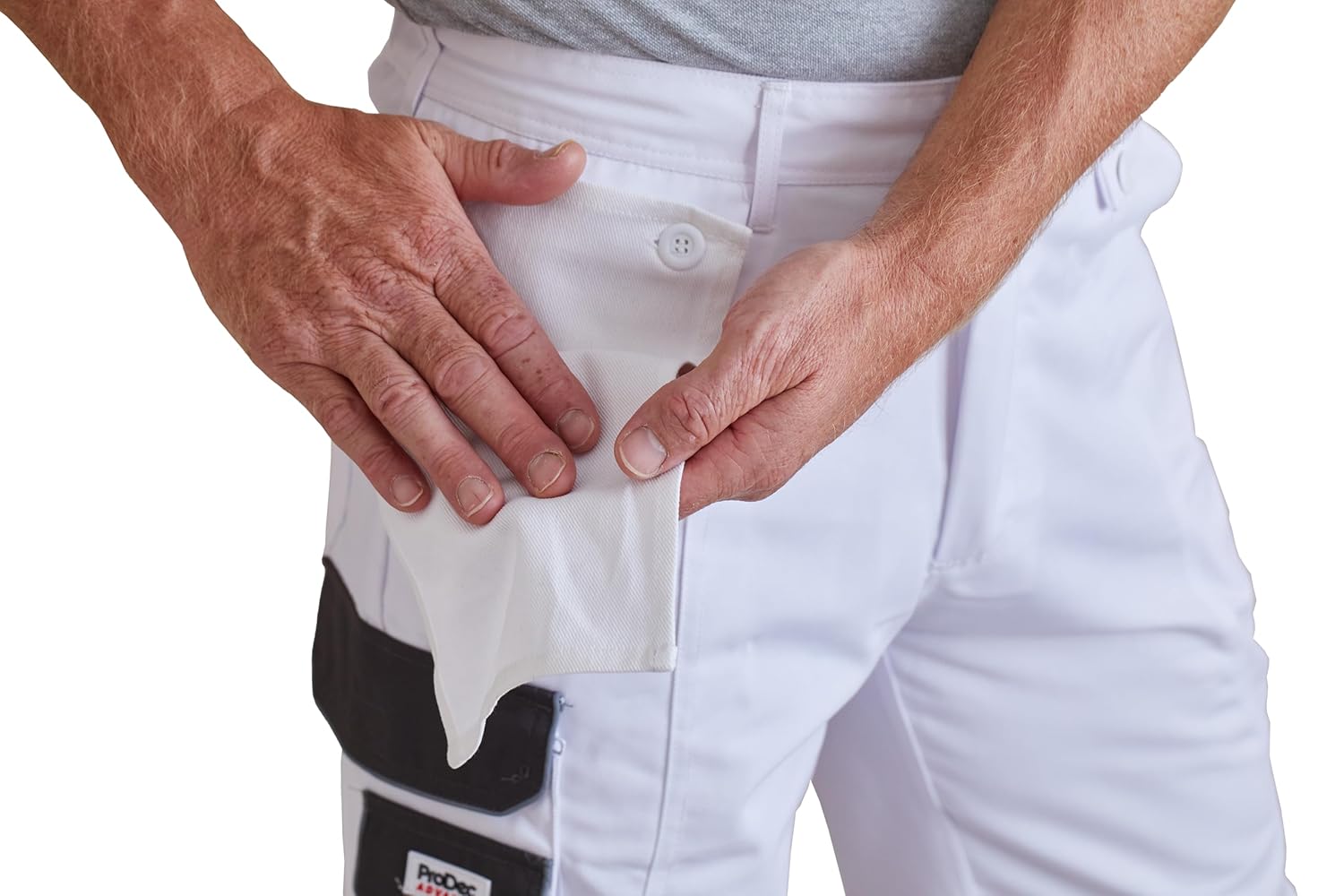 Detalle 2 de ProDec Advance Pantalon de Peintre pour Hommes – Salopette Blanche résistante aux taches, multi-poches