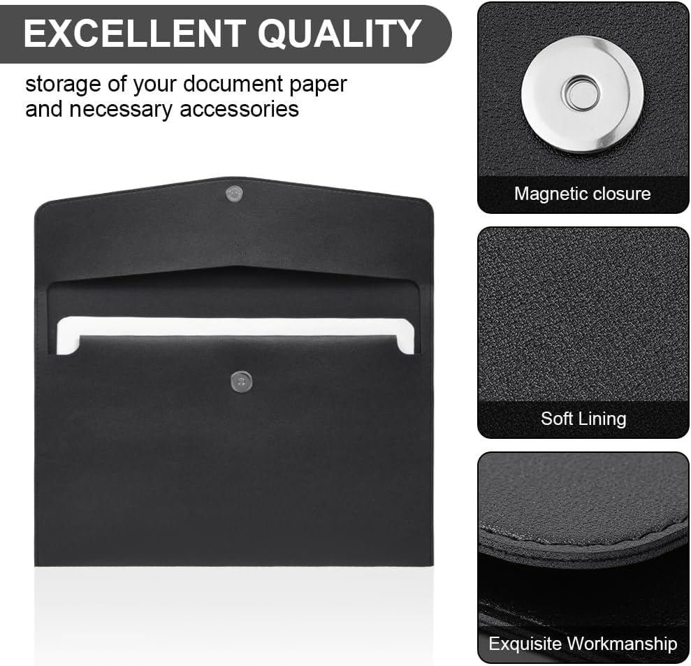 Detalle de Porte-documents OFFCUP en cuir PU A4 (lot de 2) avec poches intérieures, noir