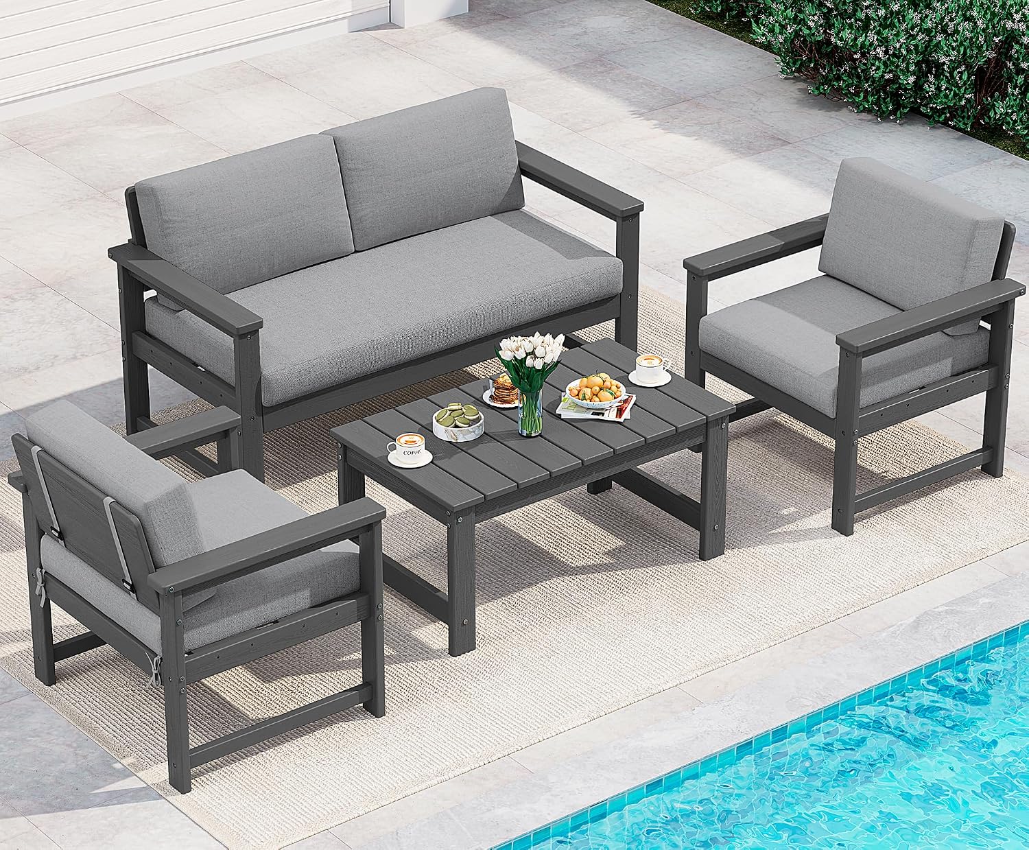 Detalle de SERWALL Outdoor Conversation Sofa Set, HDPE