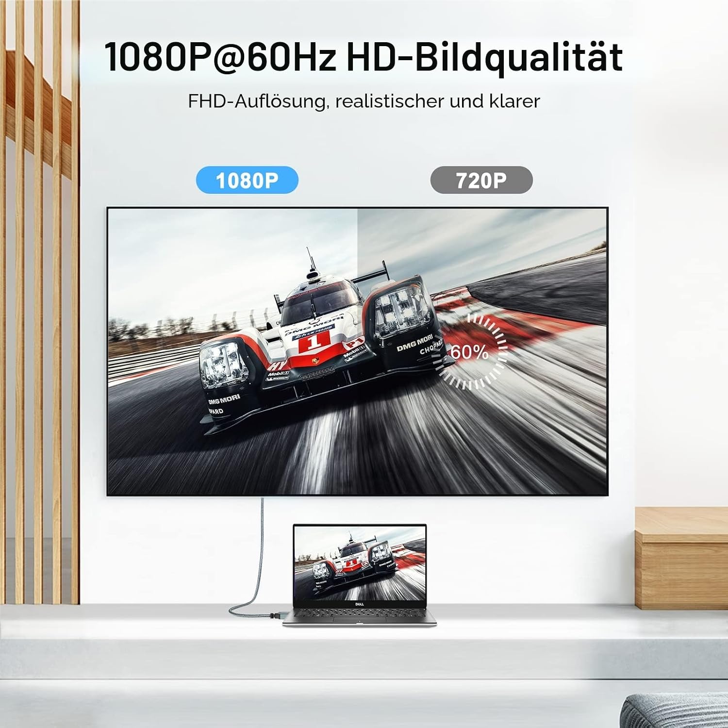 Detalle de Twozoh HDMI auf VGA Kabel 2M – Aluminiumgehäuse, vergoldete Stecker, 1080p/60Hz