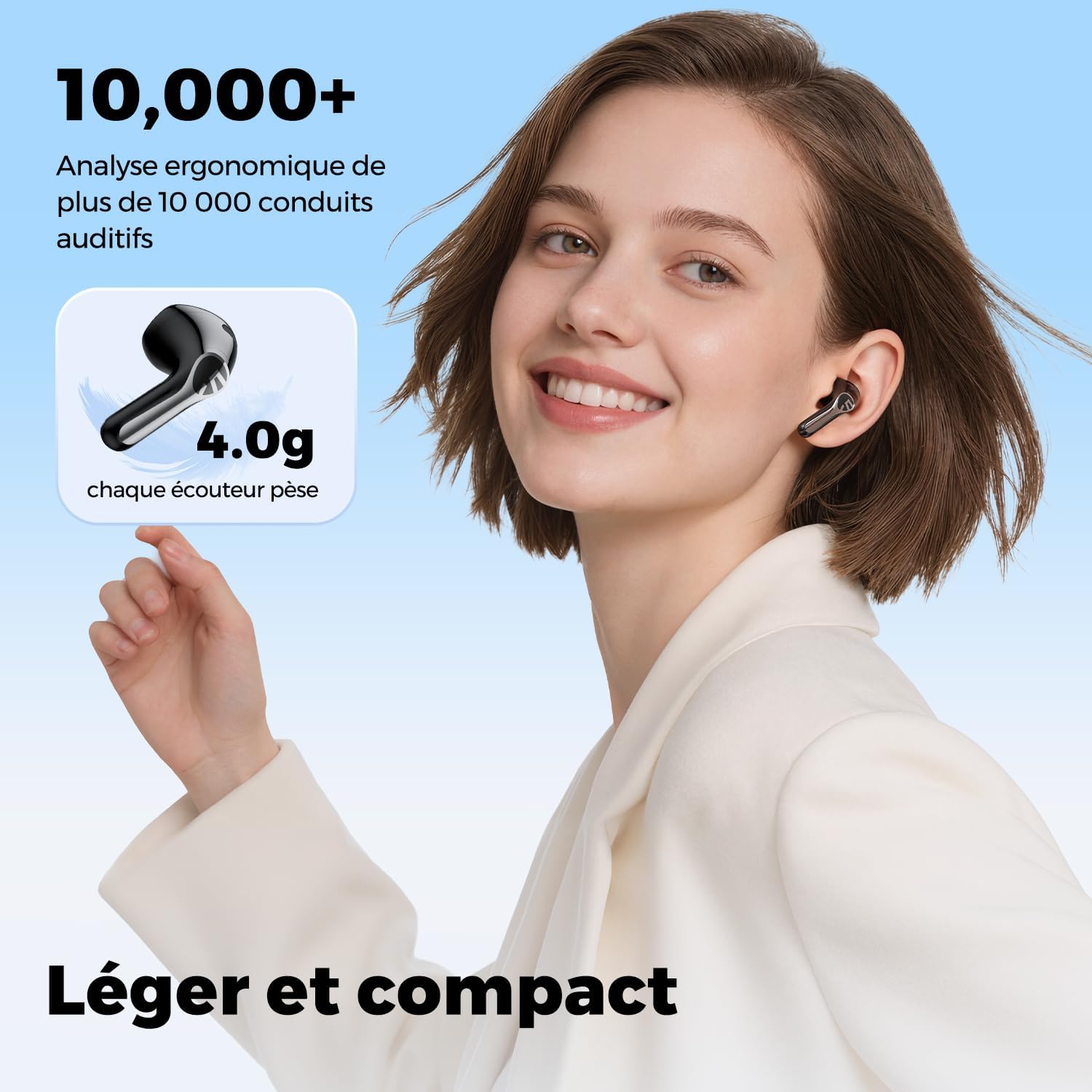 Detalle de SOUNDPEATS Air6 HS BT 6.0 - Écouteurs sans fil semi-intra avec LDAC, Hi-Res, 45H d’autonomie et IPX5