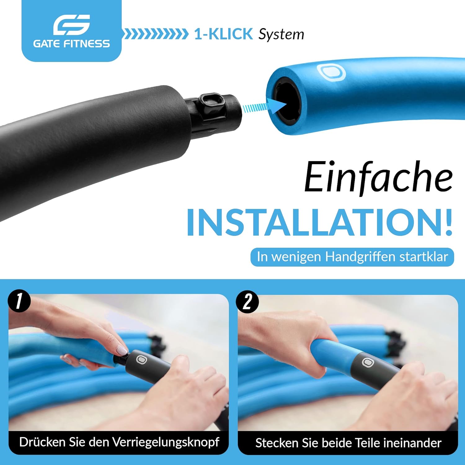 Thumbnail 3 de GATE FITNESS Hula Hoop Reifen für Erwachsene & Kinder mit Schaumstoff – 6 bis 8 Segmente, 1,2–2 kg