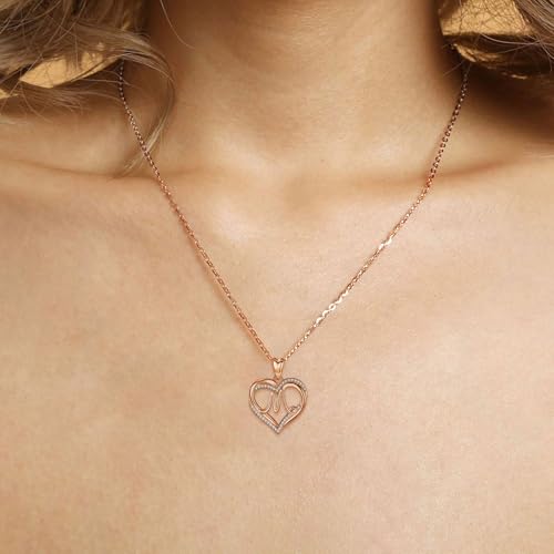 Thumbnail 2 de INFUSEU Collar Oro Rosa con Colgante Letra en Corazón para Mujer – 20 Pulgadas