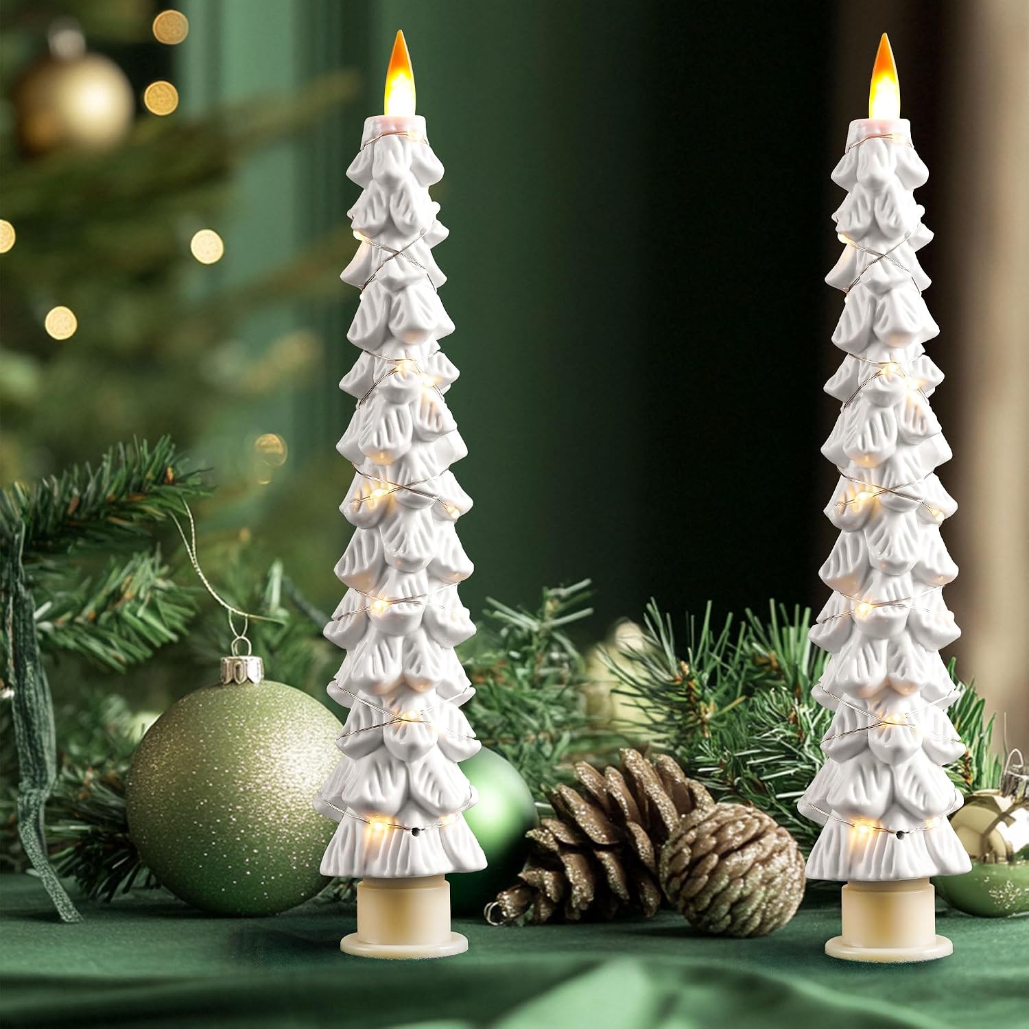 Detalle 2 de Velas led árbol sin llama 2 pilas 🎄