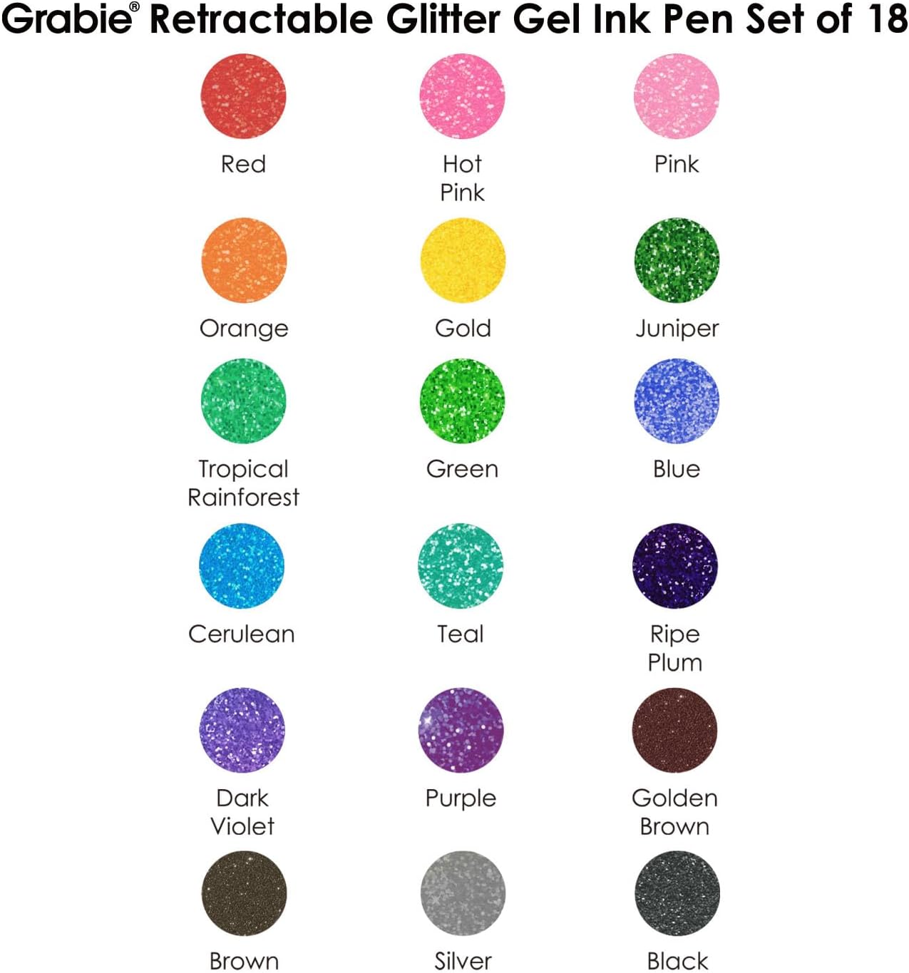 Detalle de Grabie penne gel glitterate 18 colori