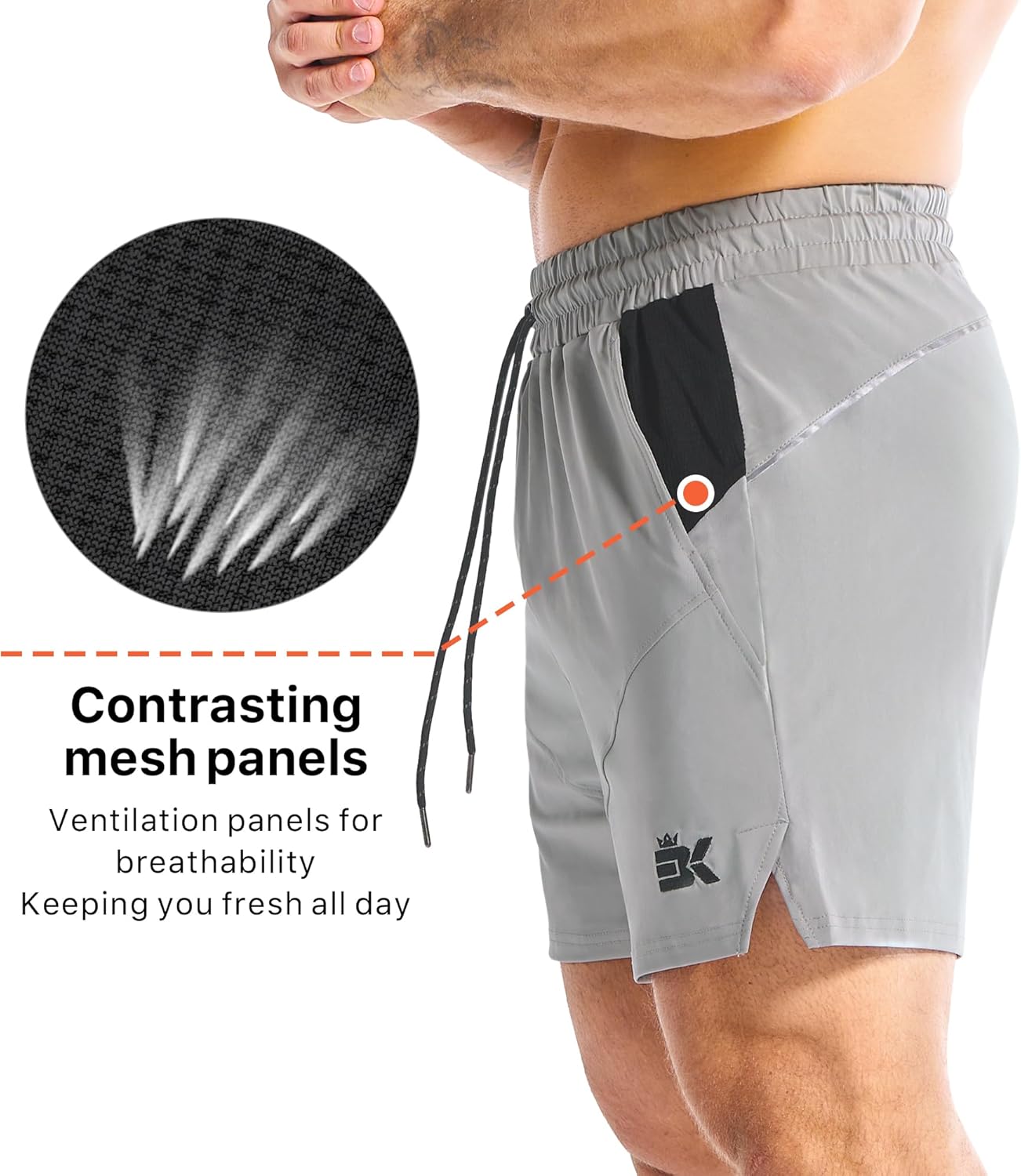Thumbnail 1 de BROKIG Men's Dry Gym Shorts, 5 Inch – Breathable Mesh Pockets for Training