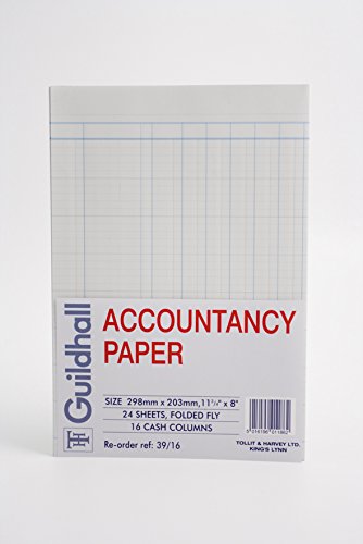 Exacompta Guildhall A4 Accountancy Paper, 298 x 203mm, 24 Sheets, 16 Cash Columns