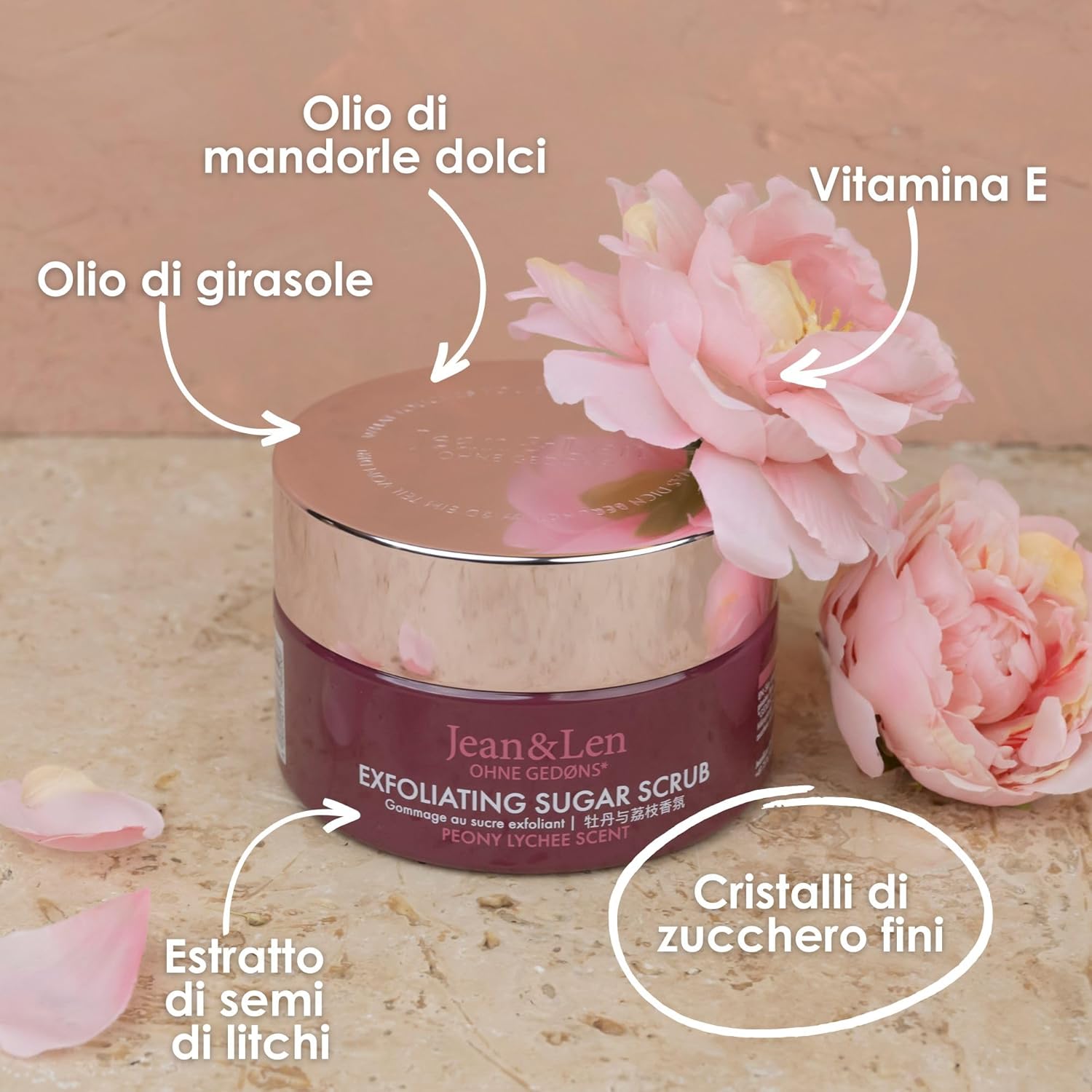 Thumbnail 2 de Jean & Len Scrub allo Zucchero Peony & Lychee — scrub corpo profumato con oli nutrienti, 200 ml