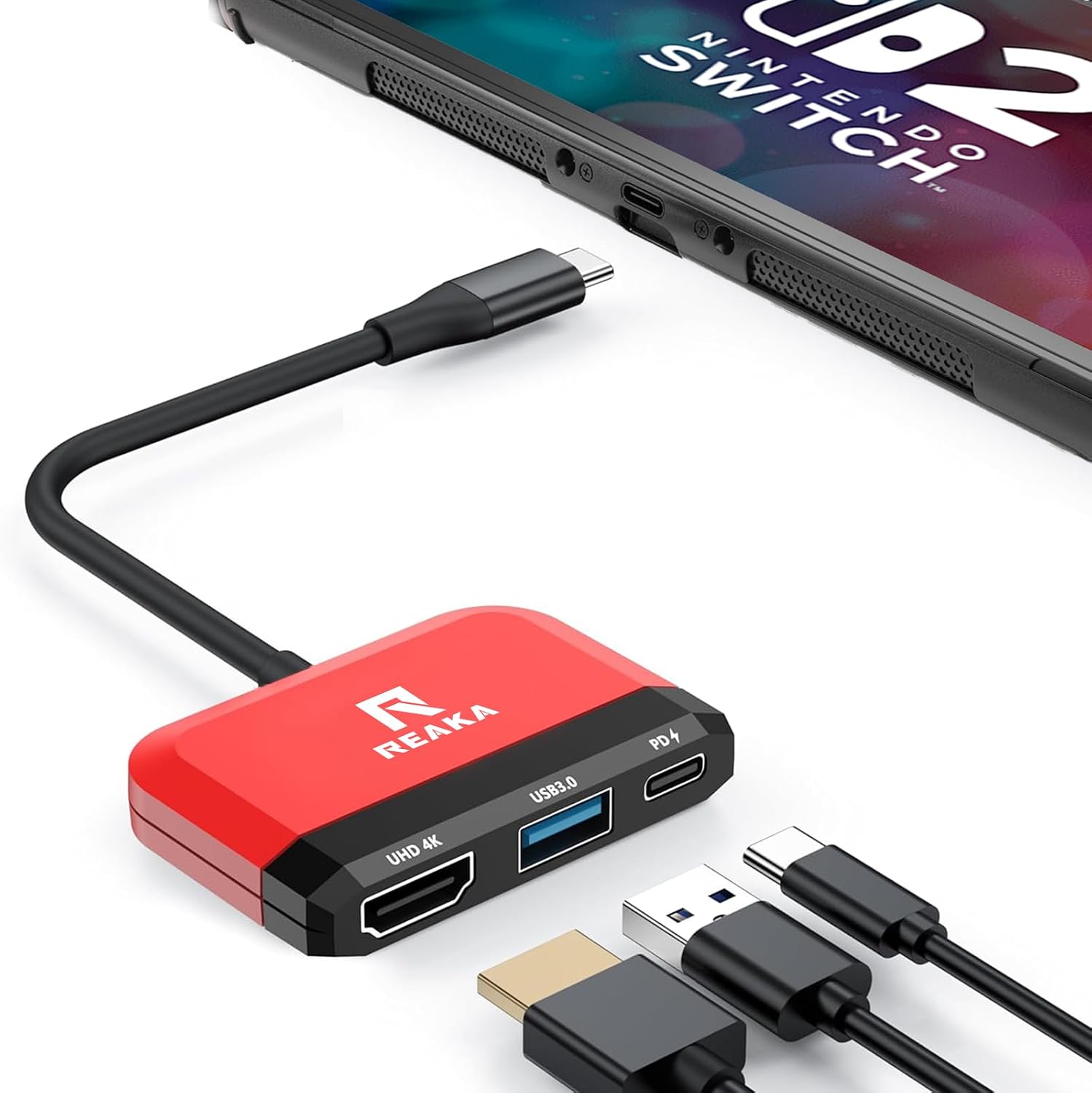 Detalle de RREAKA 3-in-1 Switch Dock for Nintendo Switch OLED (4K HDMI, USB-C 100W PD)