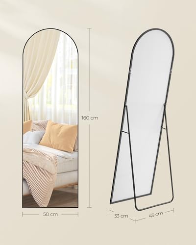 Detalle 2 de SONGMICS Specchio a Figura Intera 160 x 50 cm con Zoccolo Arco in Alluminio – Nero Inchiostro, LFM031B01
