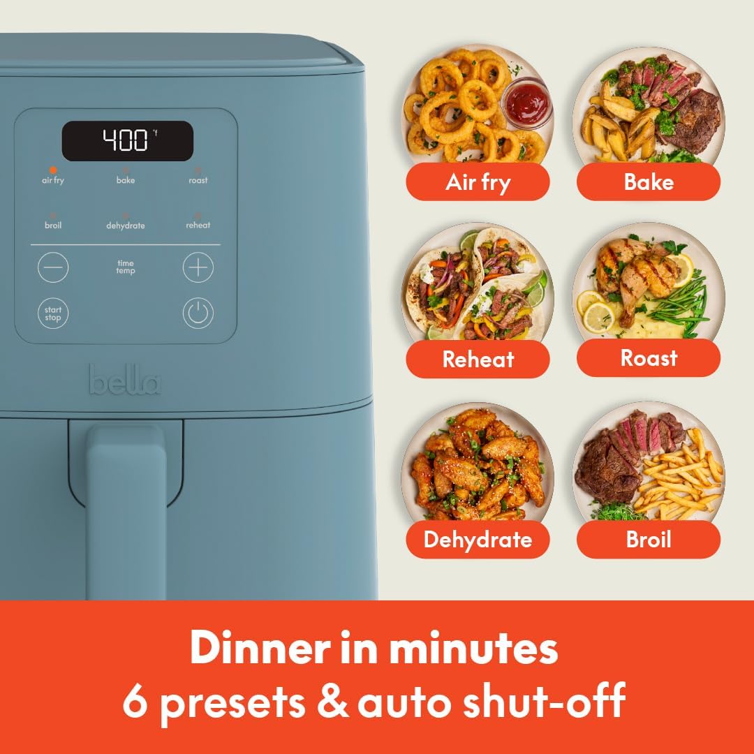 Detalle de Bella 4Qt Slim Air Fryer with EverGood Ceramic Nonstick Coating