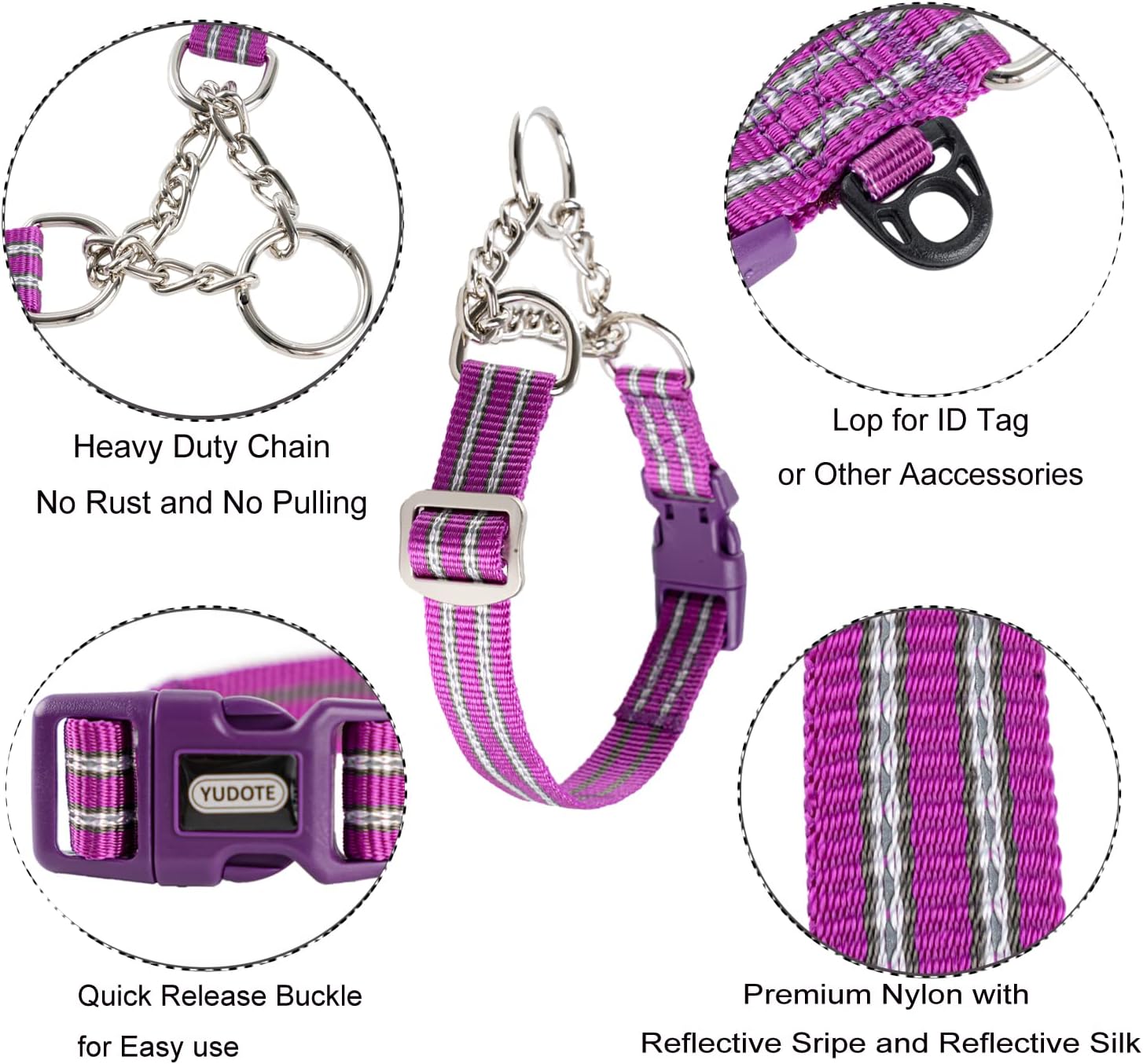 Thumbnail 1 de Petiry Half Choke Dog Collar with Quick Release Buckle (Large, Purple) for 44–56cm Necks