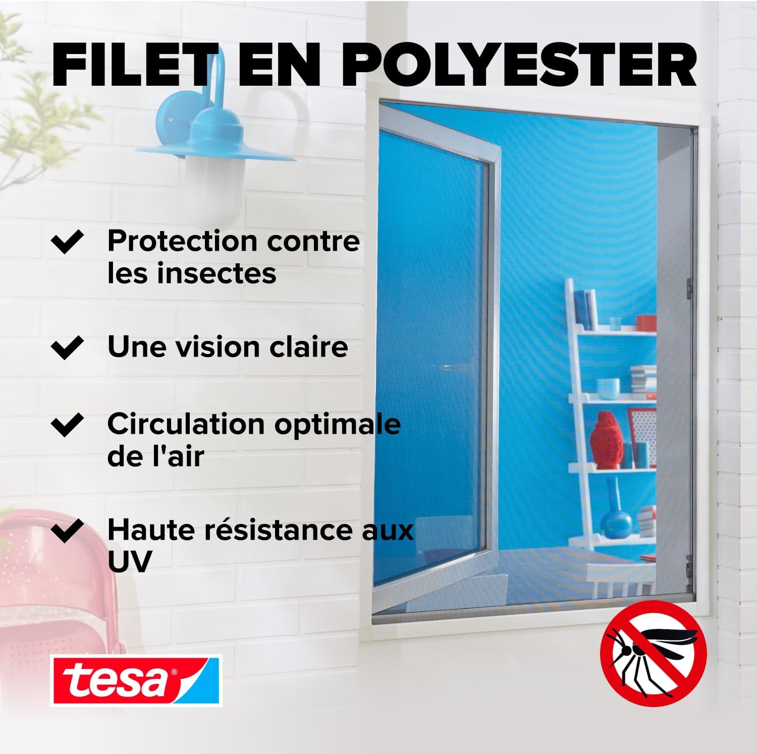 Detalle de Tesa Moustiquaire Comfort Bande pour Fenêtres – Blanc, 130 x 150 cm (55388-00020-00)